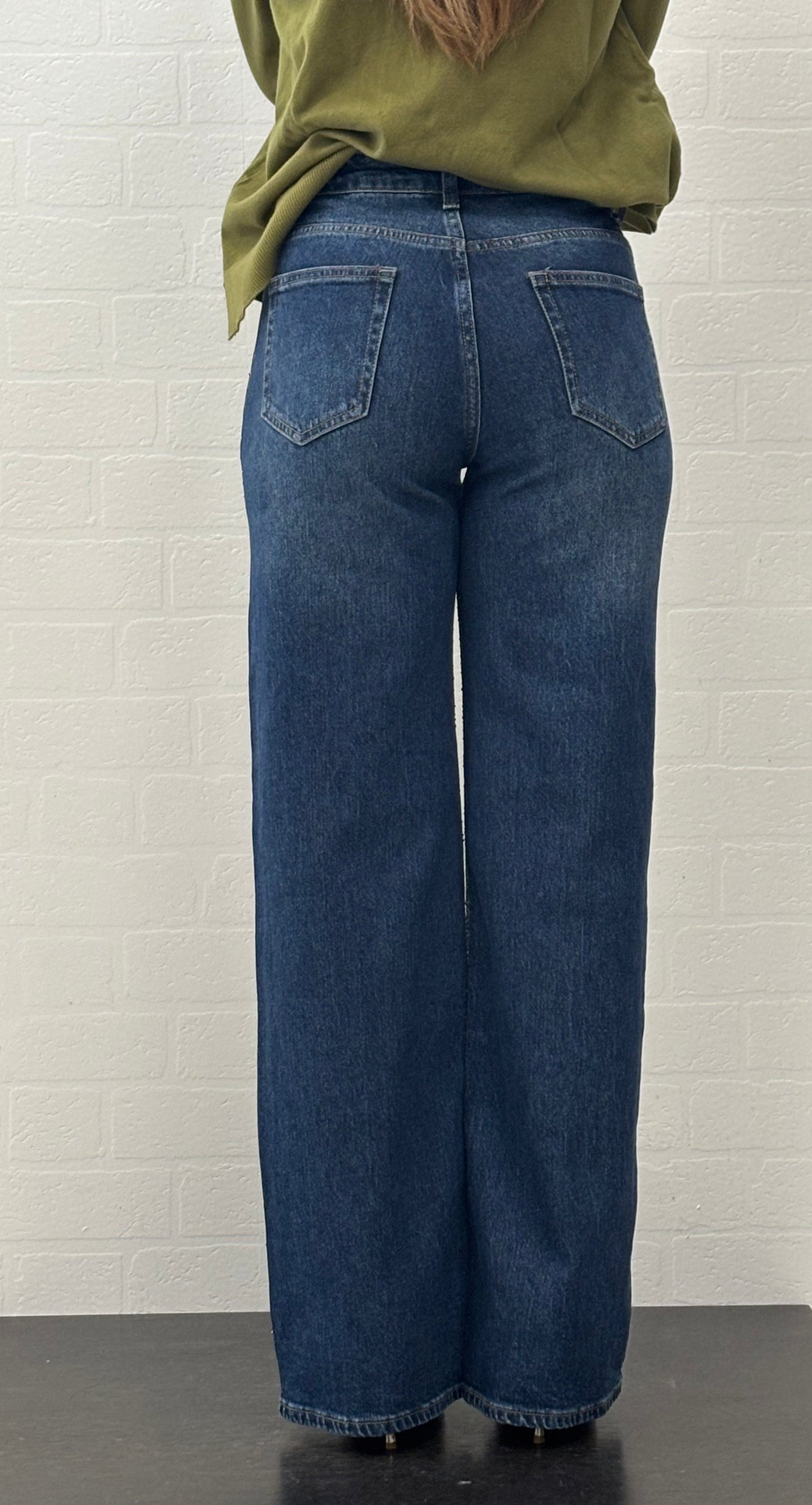 Myastreet Jeans palazzo con punti luce lav. scuro DENIM