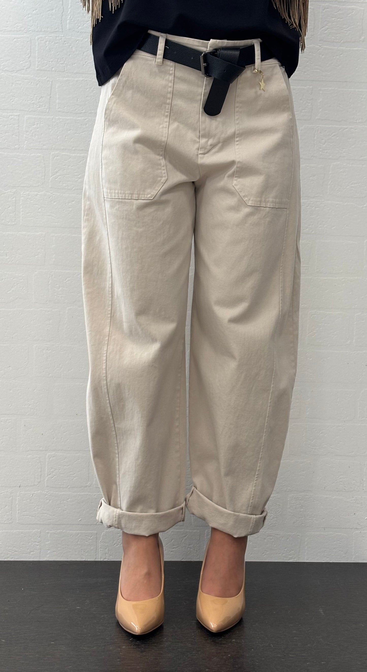 Susy Mix Pantalone ovetto con cinta BEIGE