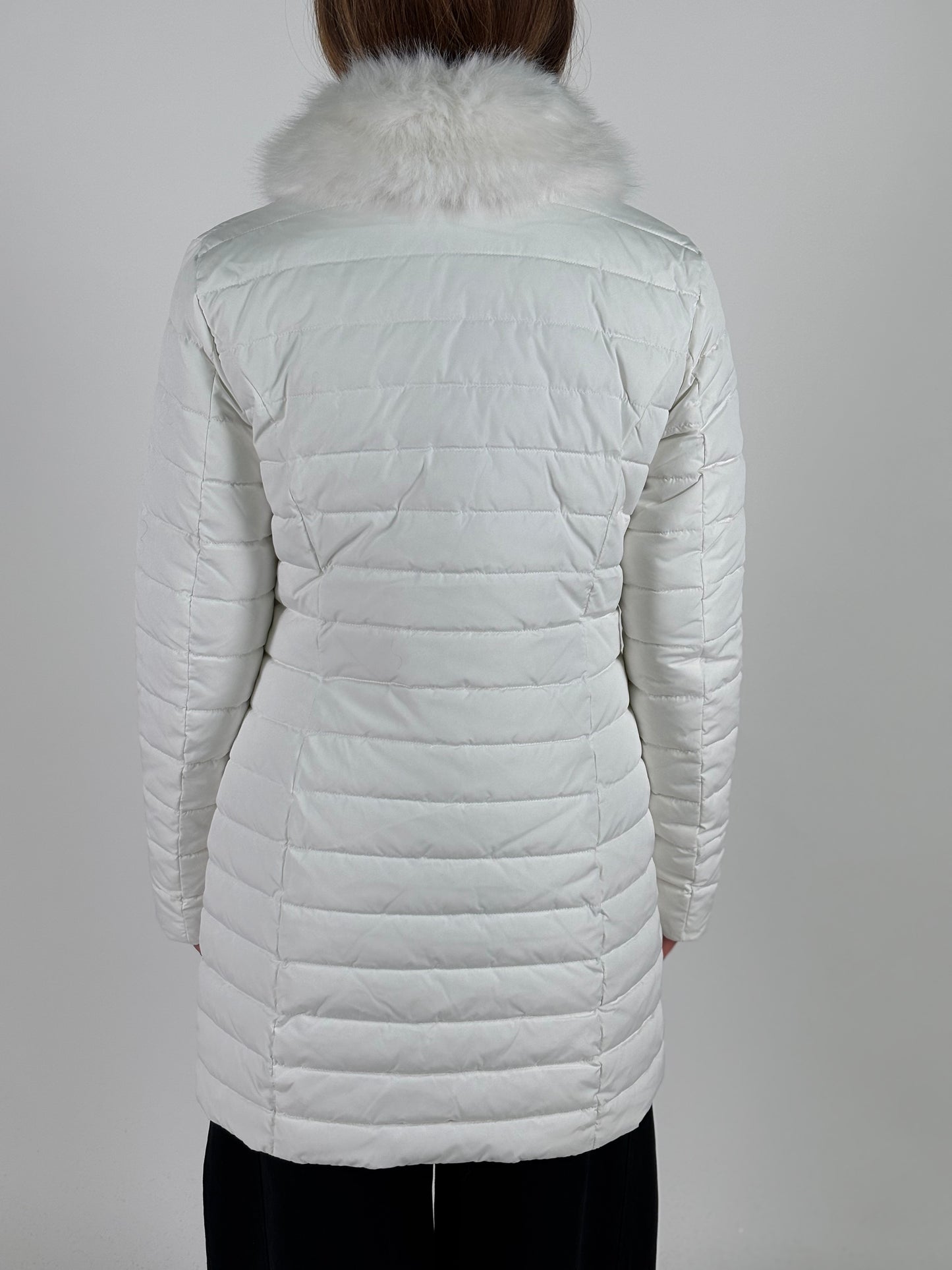 Relish Piumino lungo con colletto in ecopelliccia PANNA