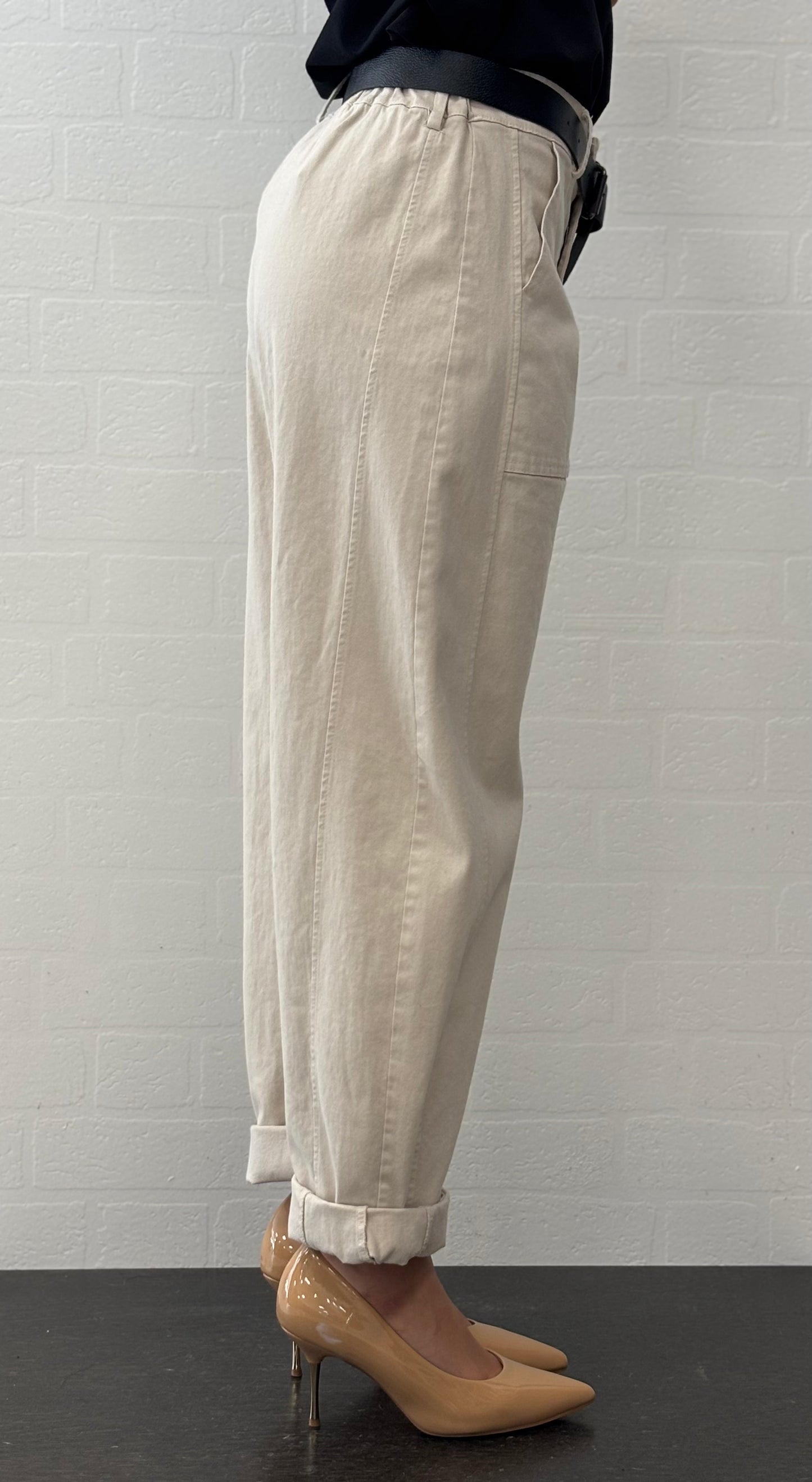 Susy Mix Pantalone ovetto con cinta BEIGE