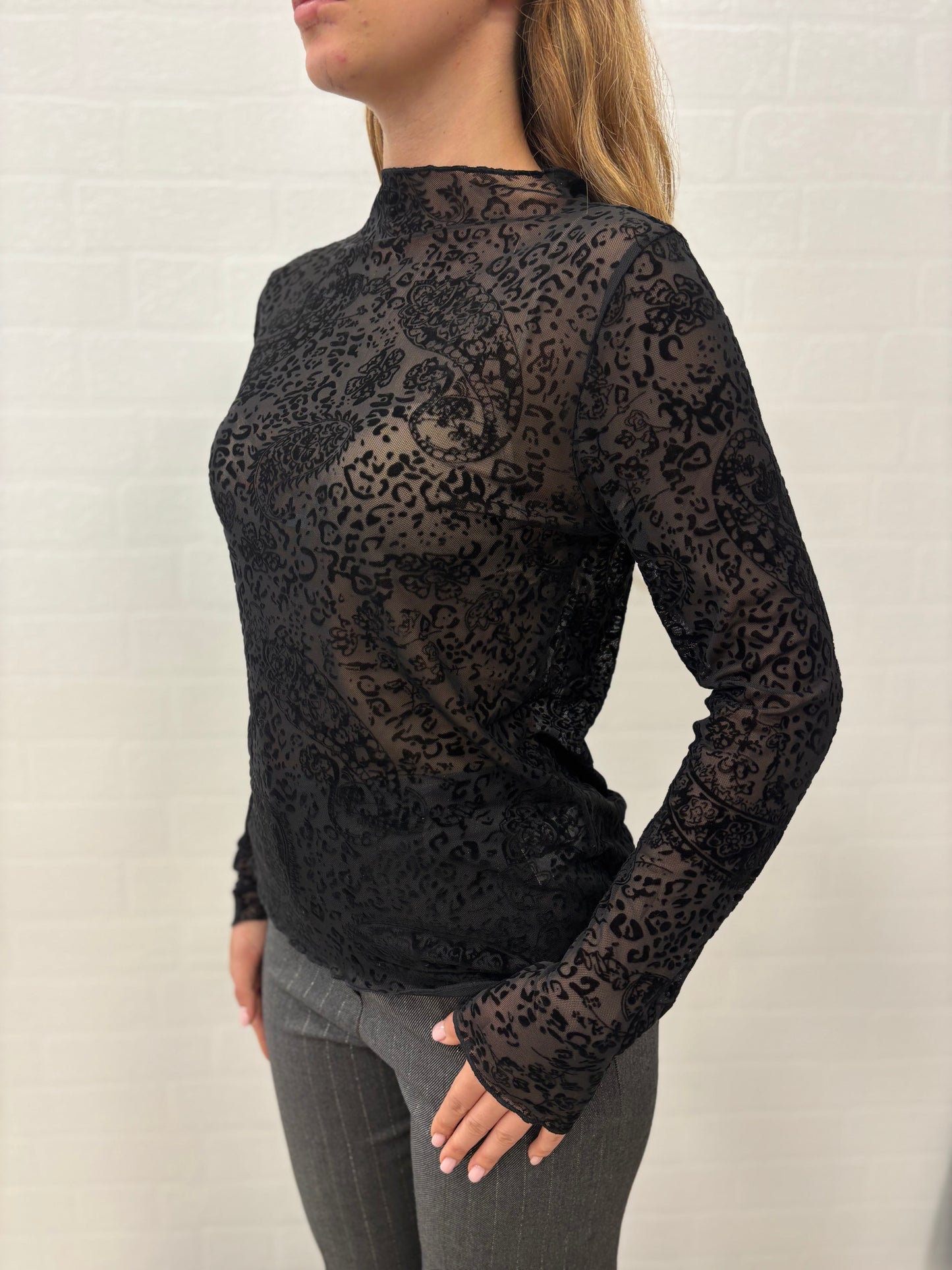 Molly Bracken Maglia ml tulle ricamato NERO