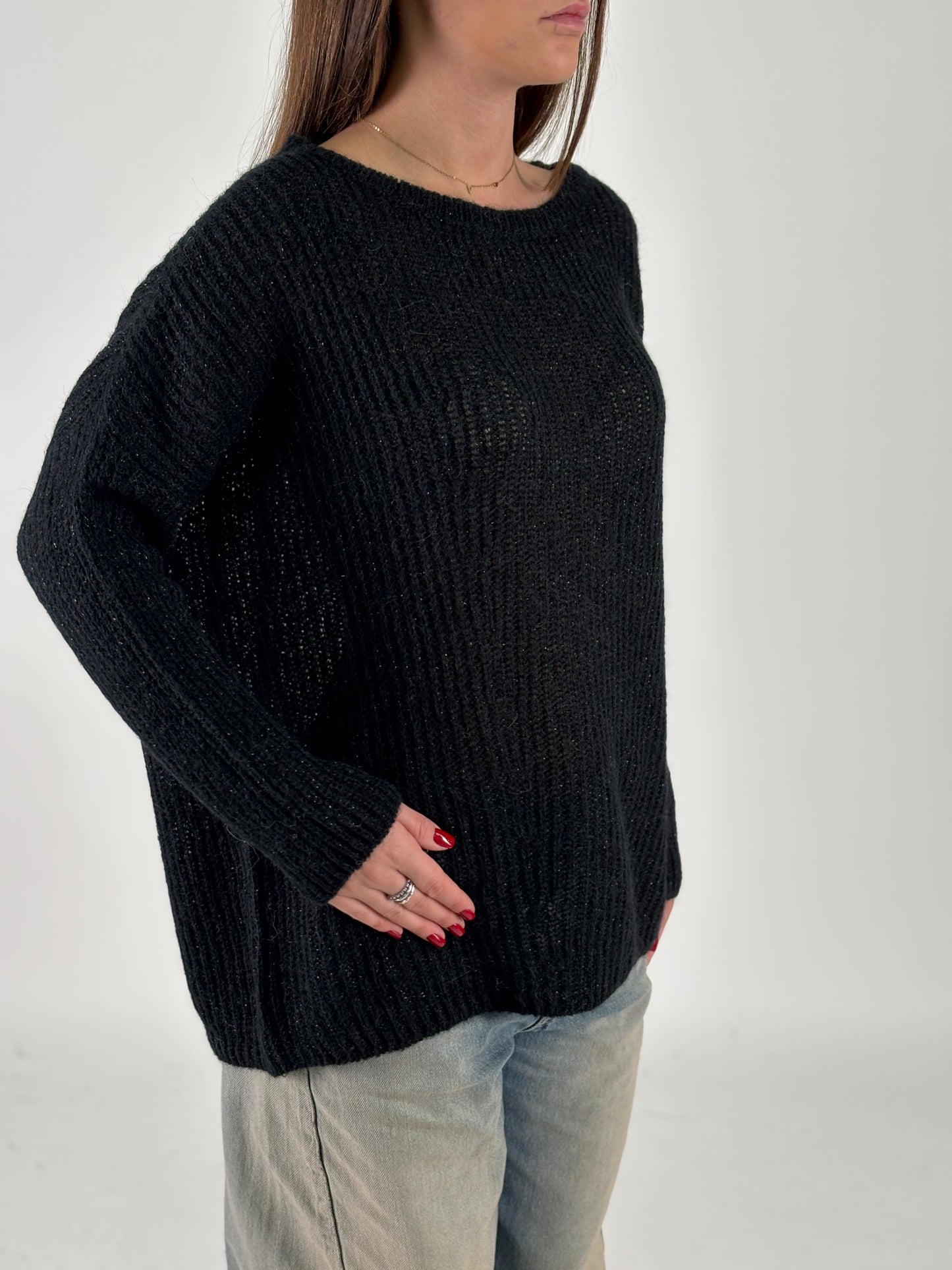 Kocca Maglia m/l over con lurex NERO