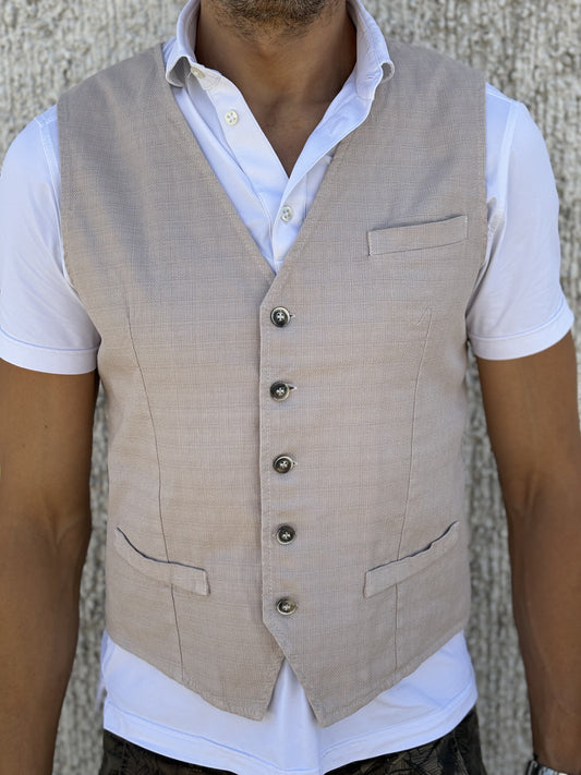 Trepuntonove gilet tessuto canovaccio BEIGE