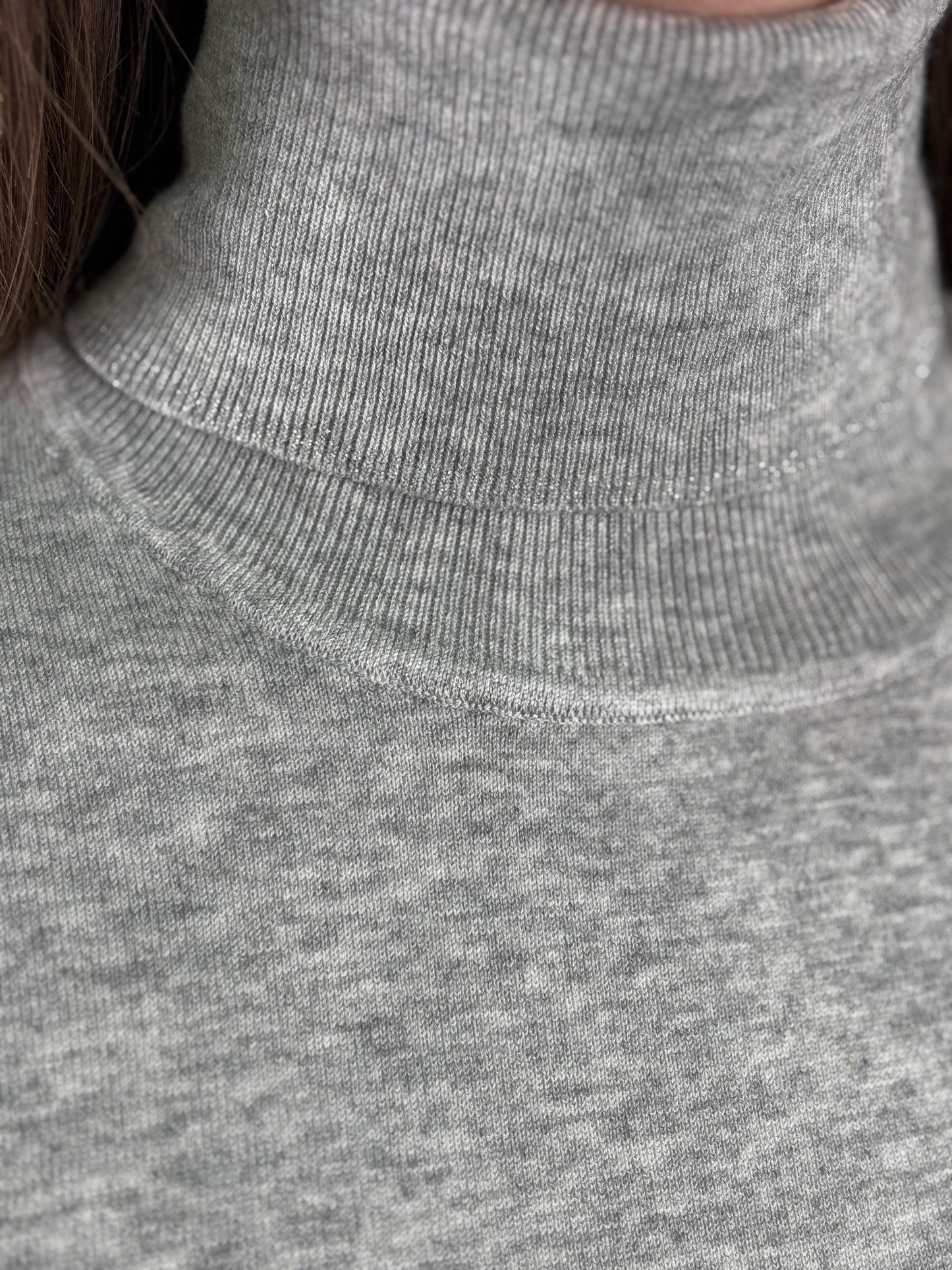 Kocca maglia collo alto profili argento GRIGIO MELANGE