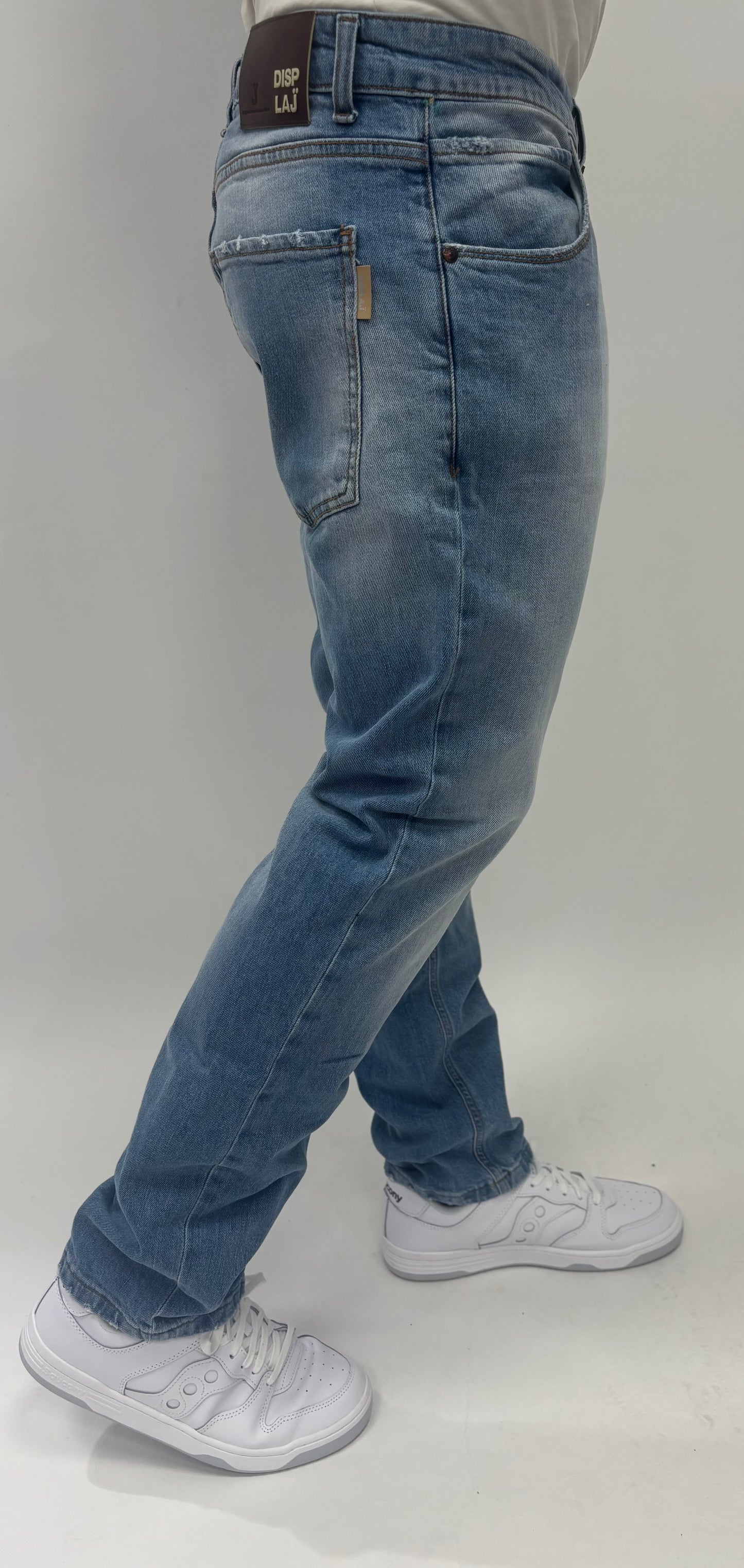 BL11 Jeans lav.chiaro con strappetti sulle tasche, sbiadito