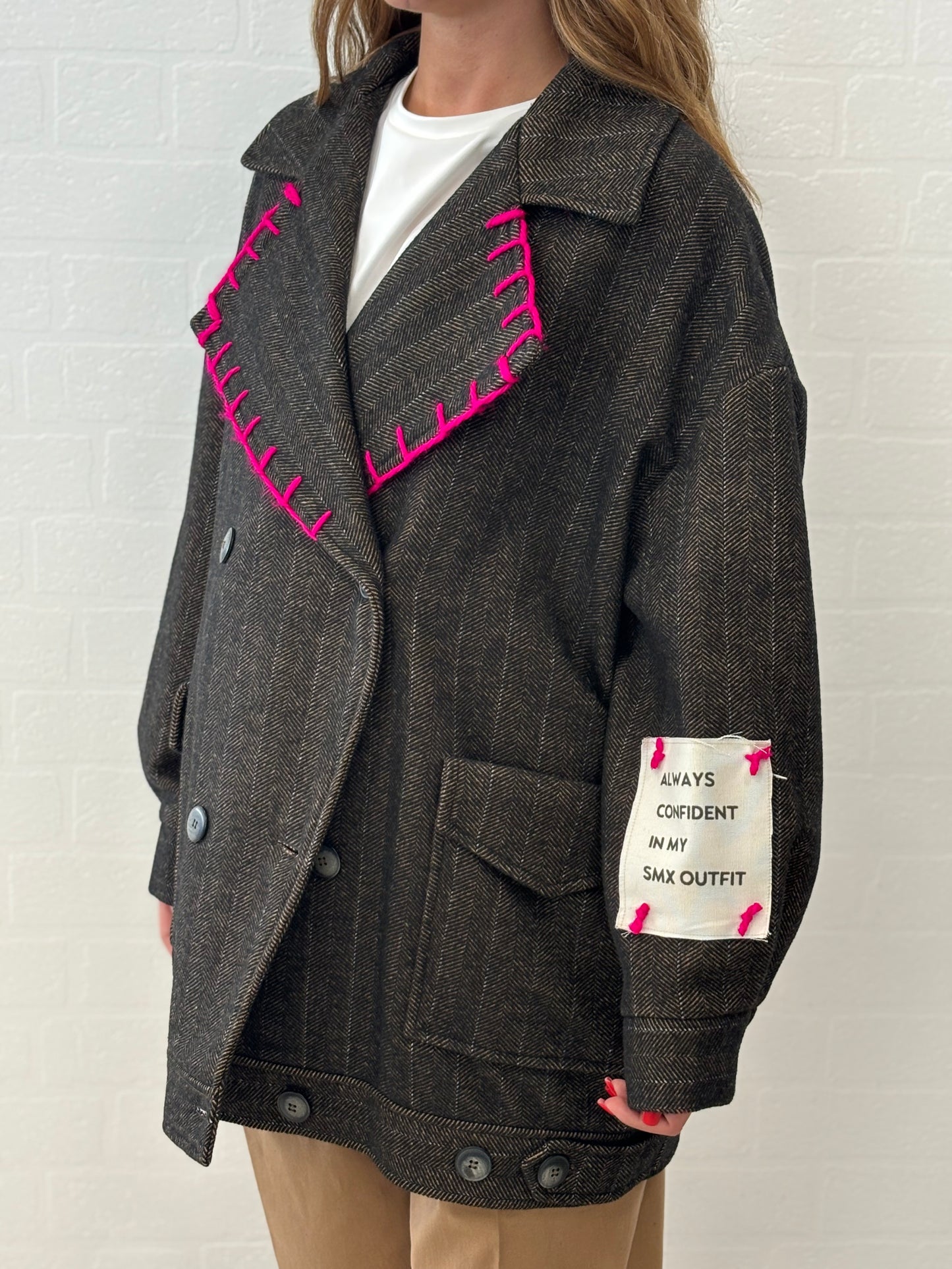 Susy Mix Cappotto over doppiopetto SPINATO