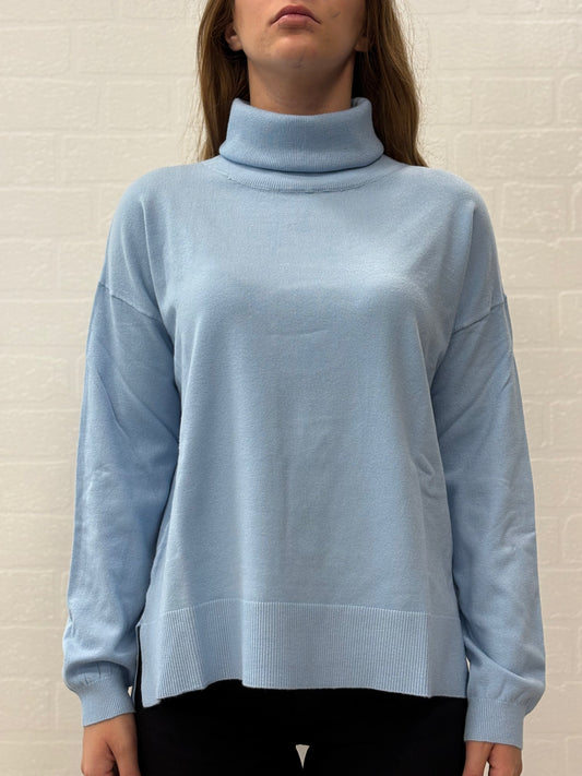 Griffai Maglia dolcevita over ml in Viscosa CELESTE