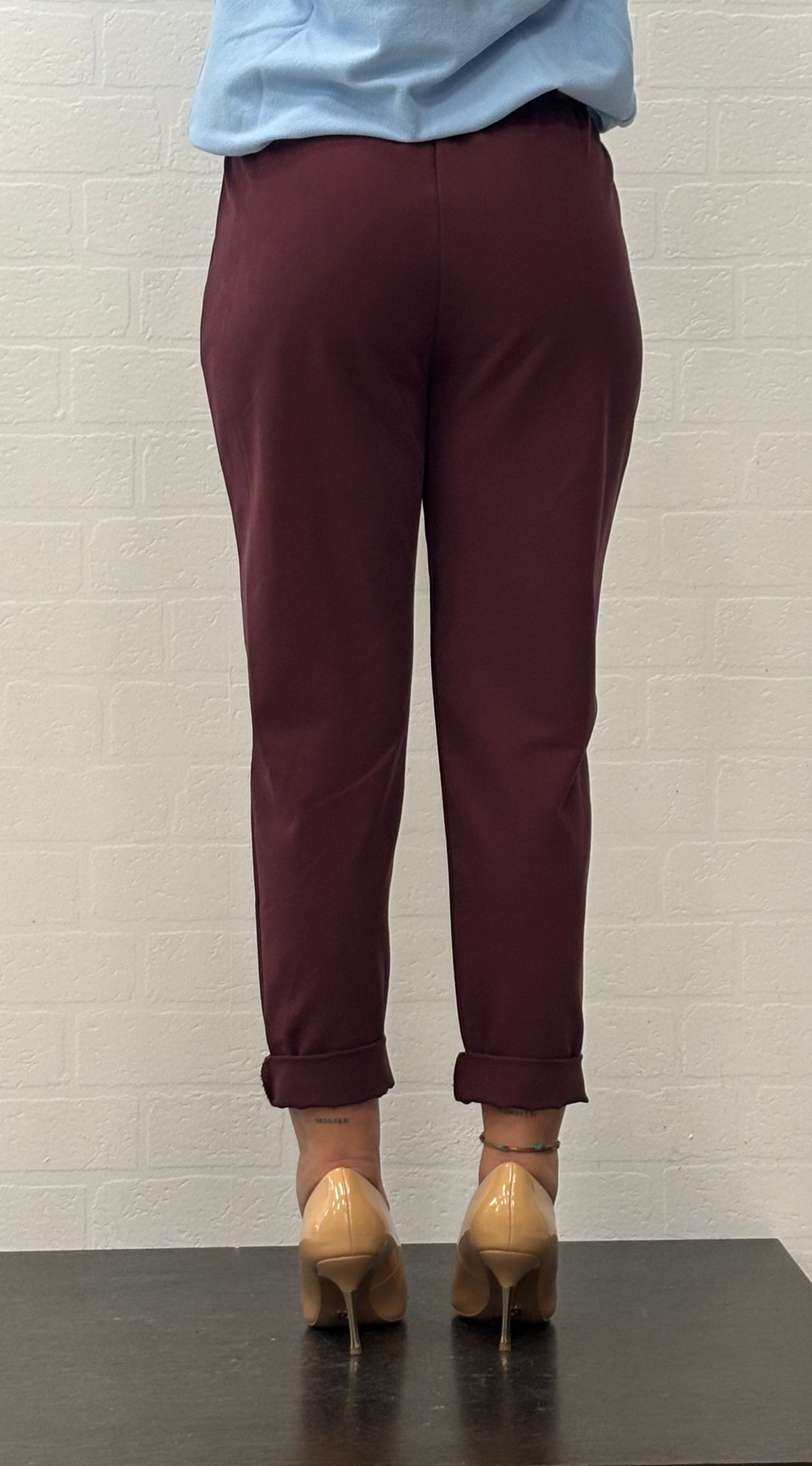 Susy Mix Pantalone con cintura cropped BORDEAUX