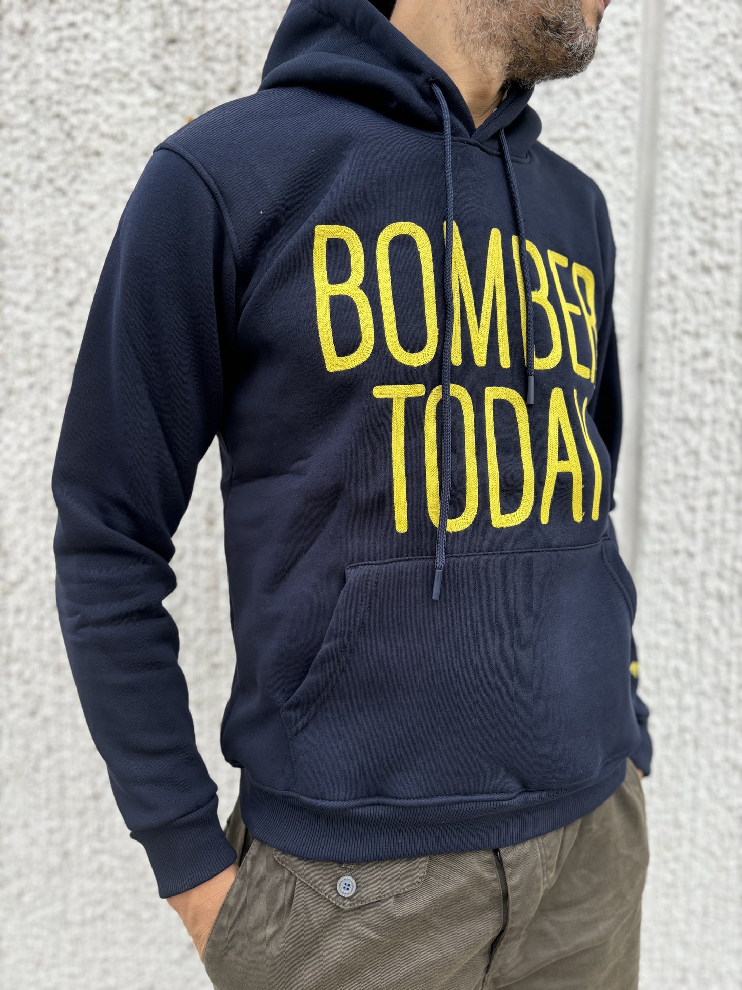 Superculture Felpa con cappuccio "Bomber today" BLU/GIALLO