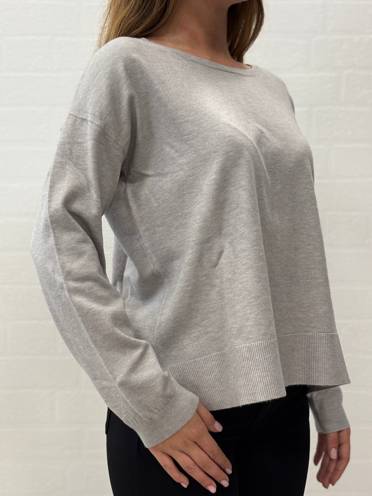 Griffai Maglia girocollo con spacchetti laterali PERLA