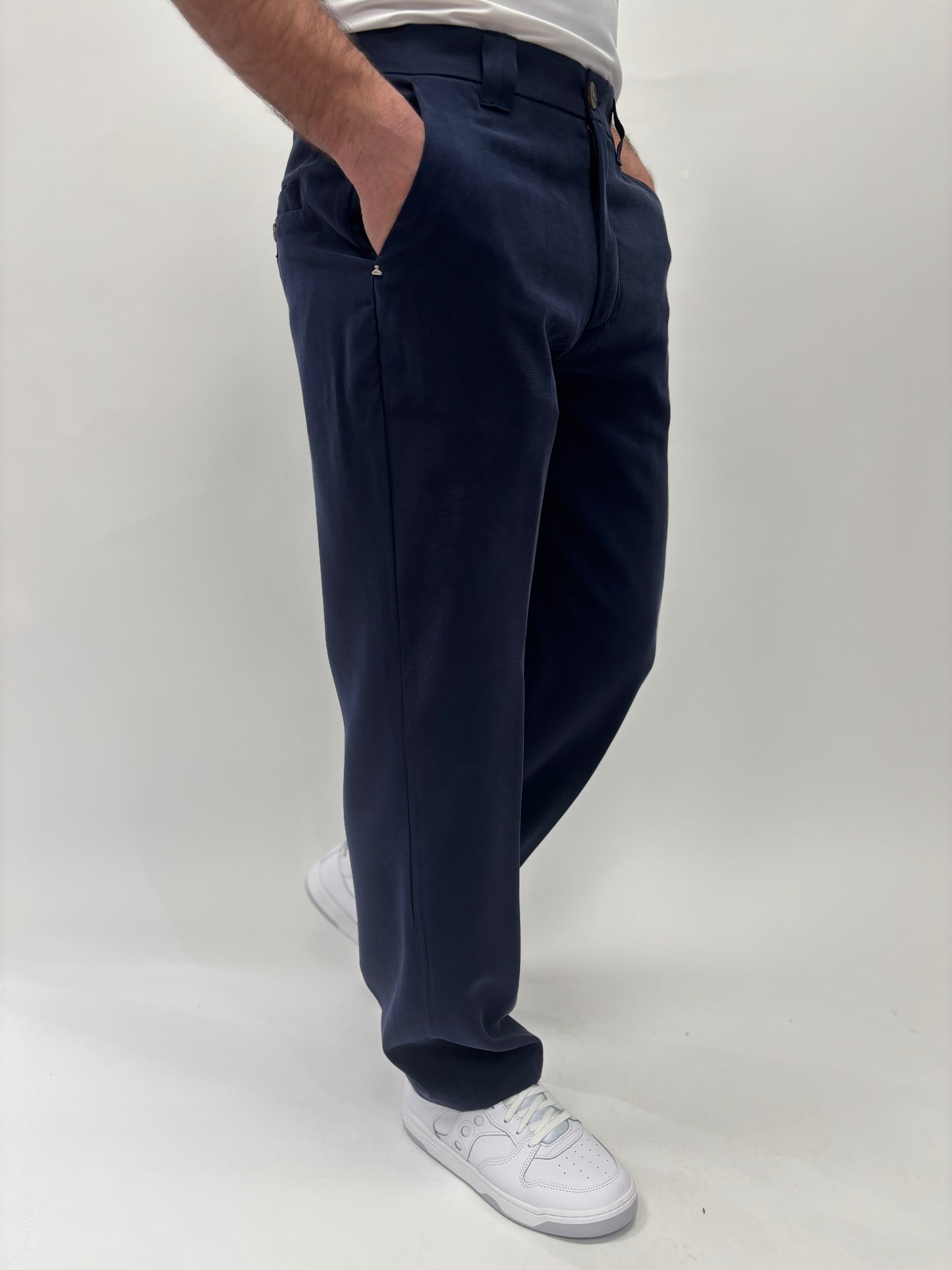 Berna Pantalone tessuto scivolato taglio dritto BLU