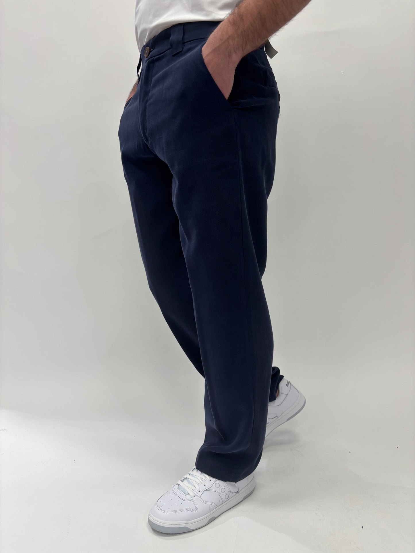 Berna Pantalone tessuto scivolato taglio dritto BLU