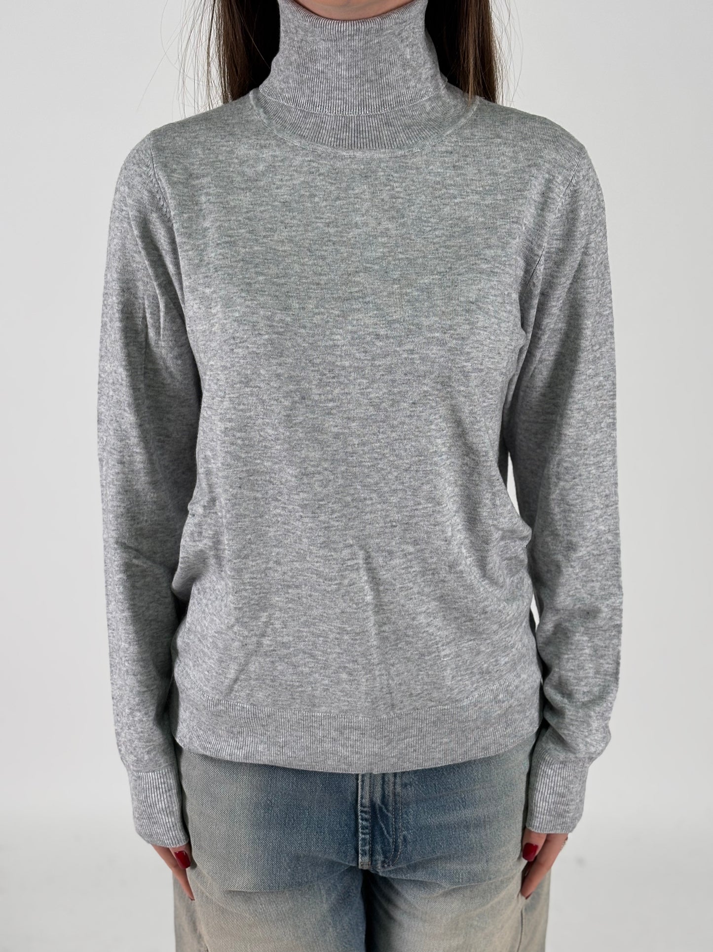 Kocca maglia collo alto profili argento GRIGIO MELANGE