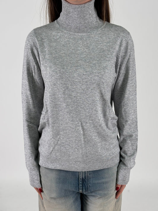 Kocca maglia collo alto profili argento GRIGIO MELANGE
