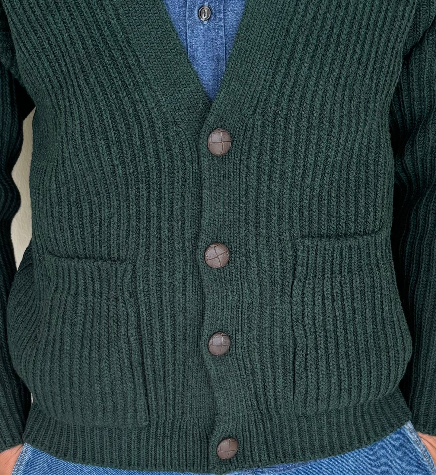 Seinse Cardigan monopetto bottone in ecopelle VERDE BOTTIGLIA