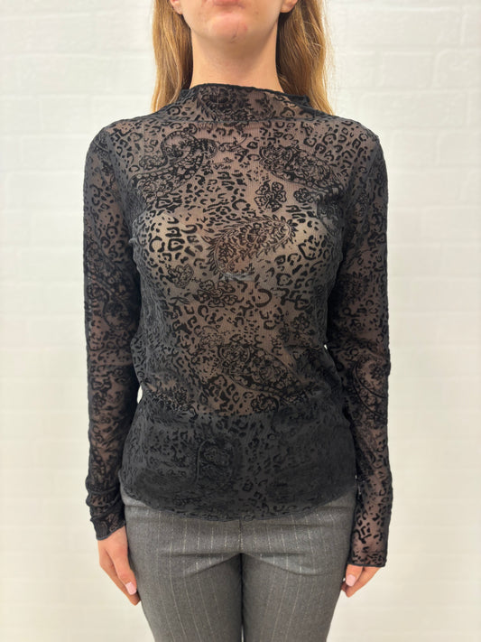 Molly Bracken Maglia ml tulle ricamato NERO