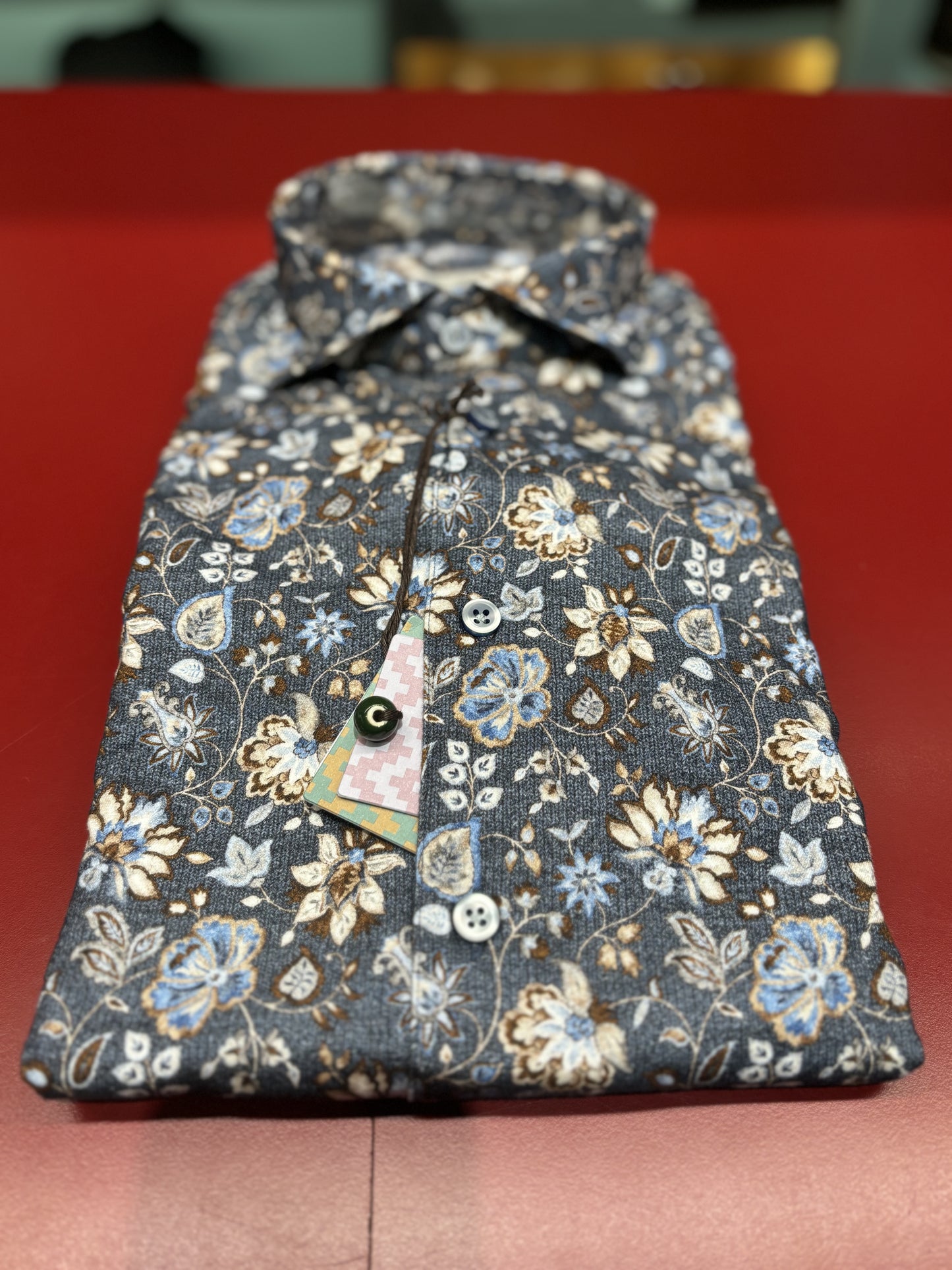 Bastoncino camicia 100% cotone fantasia floreale all over AVIO