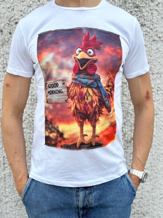 Trepuntonove t-shirt mm gallo buongiorno BIANCO