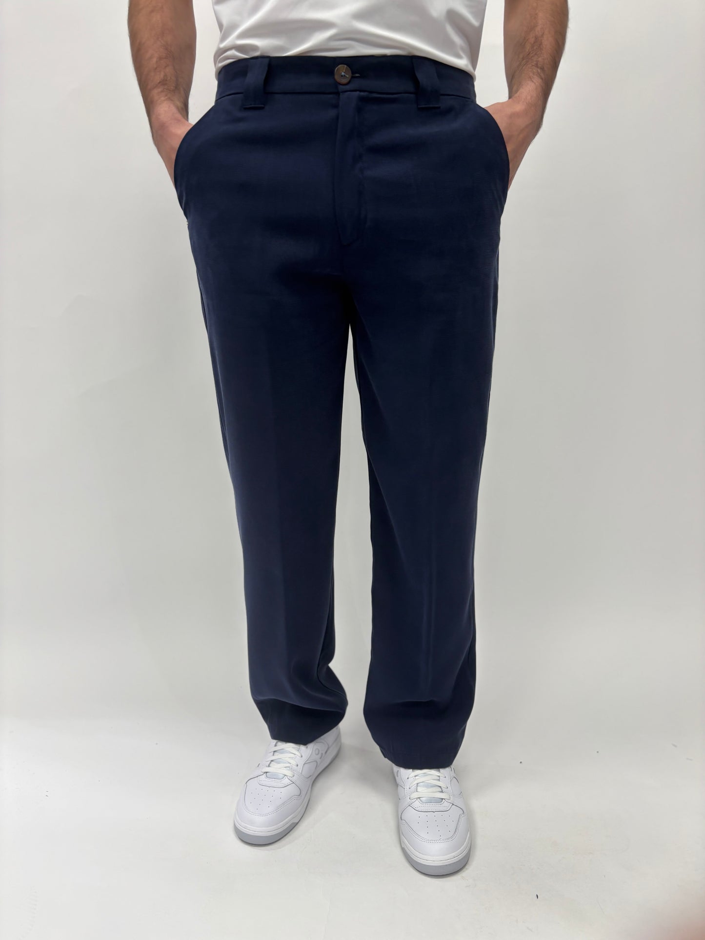 Berna Pantalone tessuto scivolato taglio dritto BLU