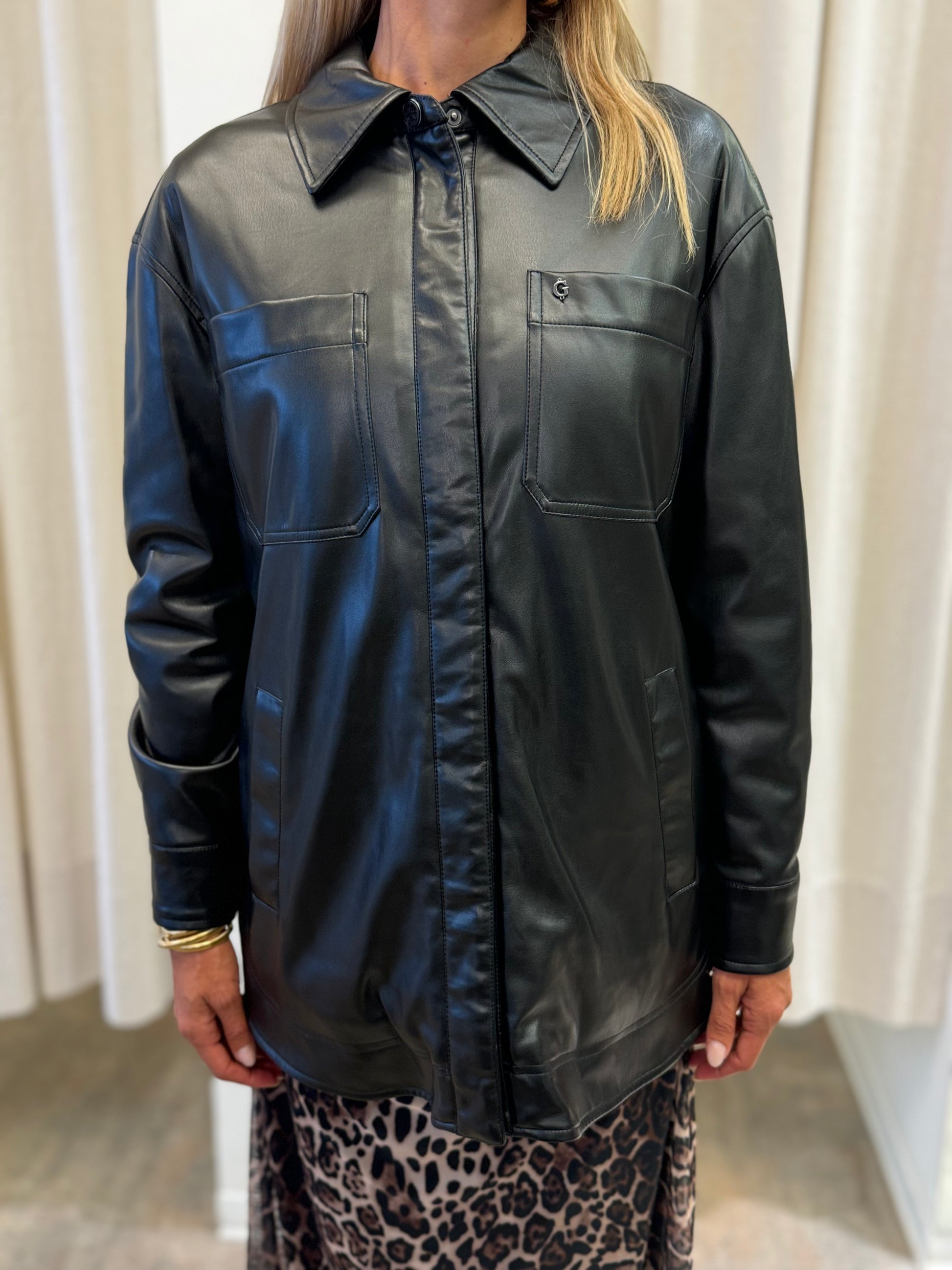 Ecopelle Guess Chiodo Nero Giacca Ecopelle Giacconi Donna Guess