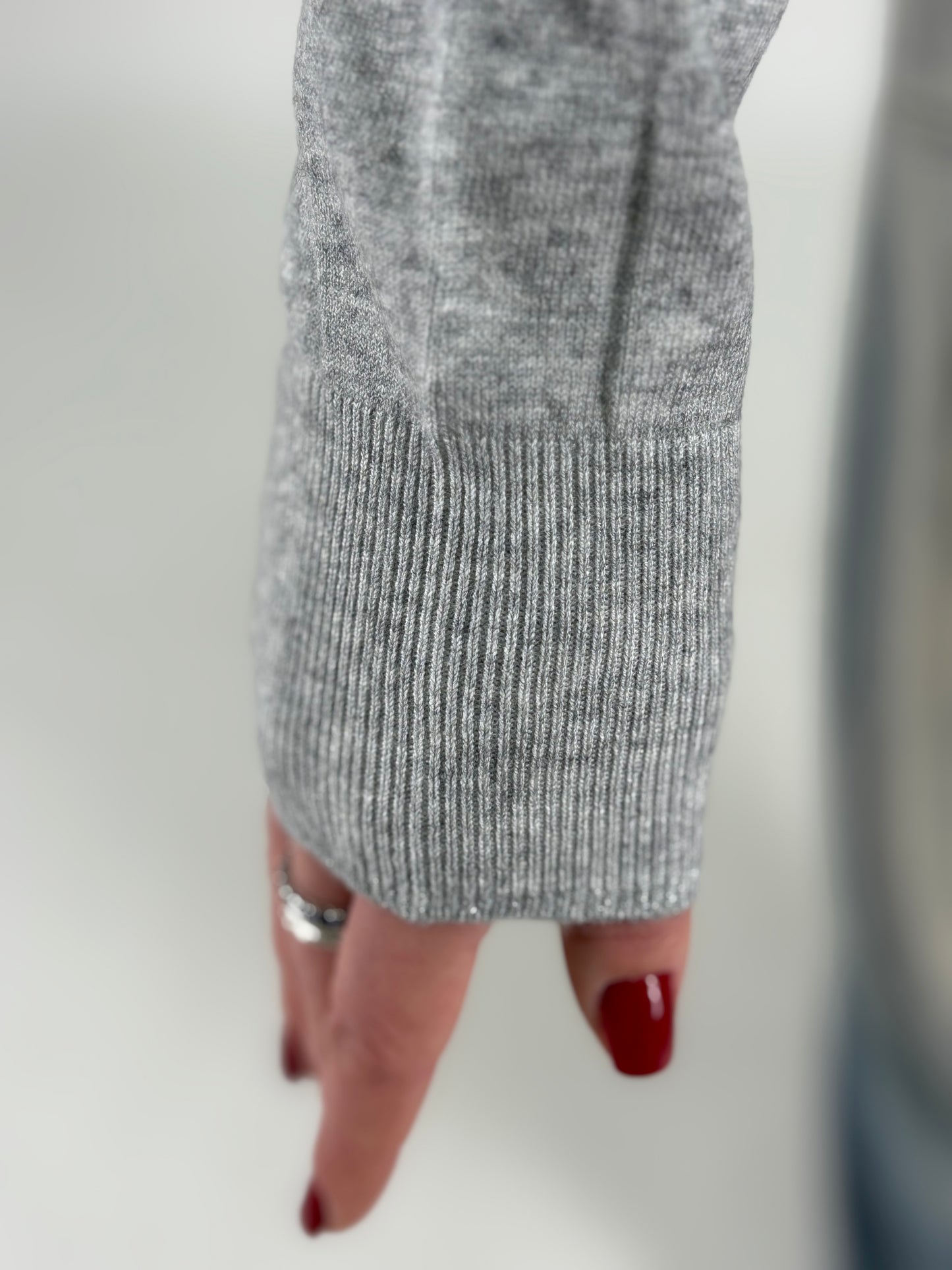 Kocca maglia collo alto profili argento GRIGIO MELANGE