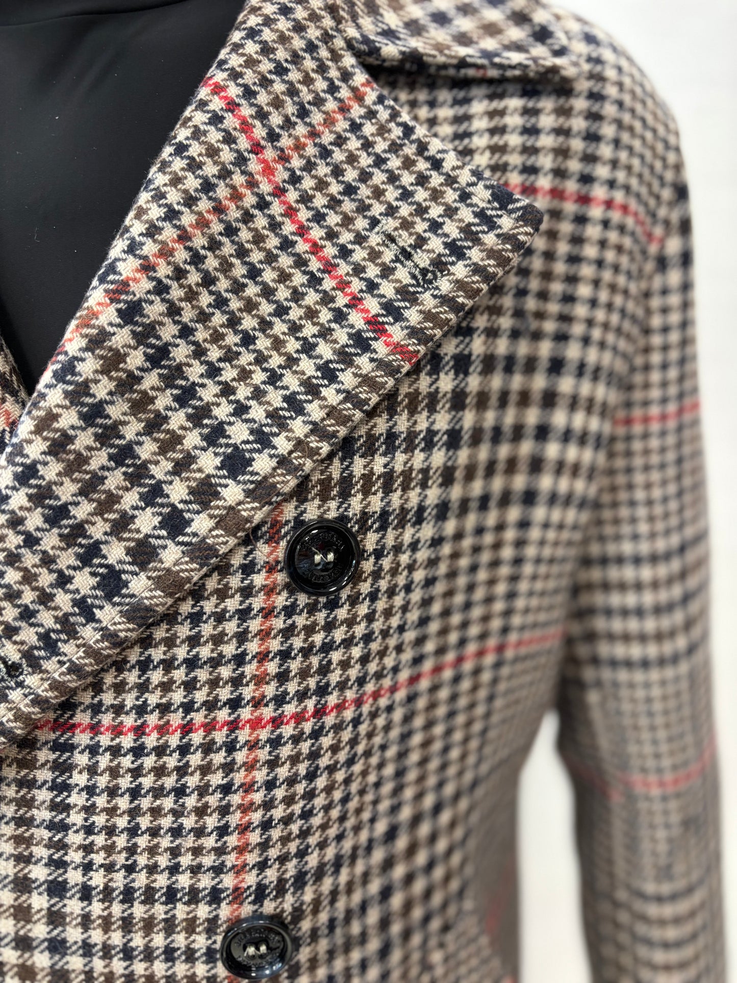Bharnaba cappotto doppiopetto over scacchi BEIGE BLU ROSSO