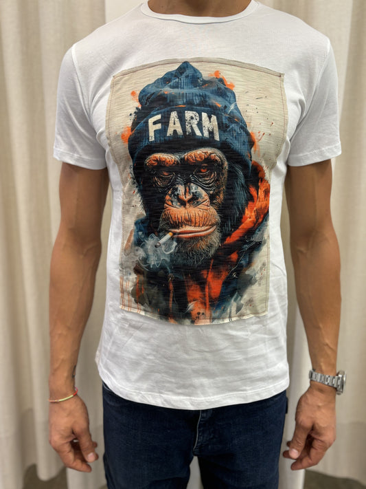 Trepuntonove t-shirt  gorilla sigaretta cappello BIANCO