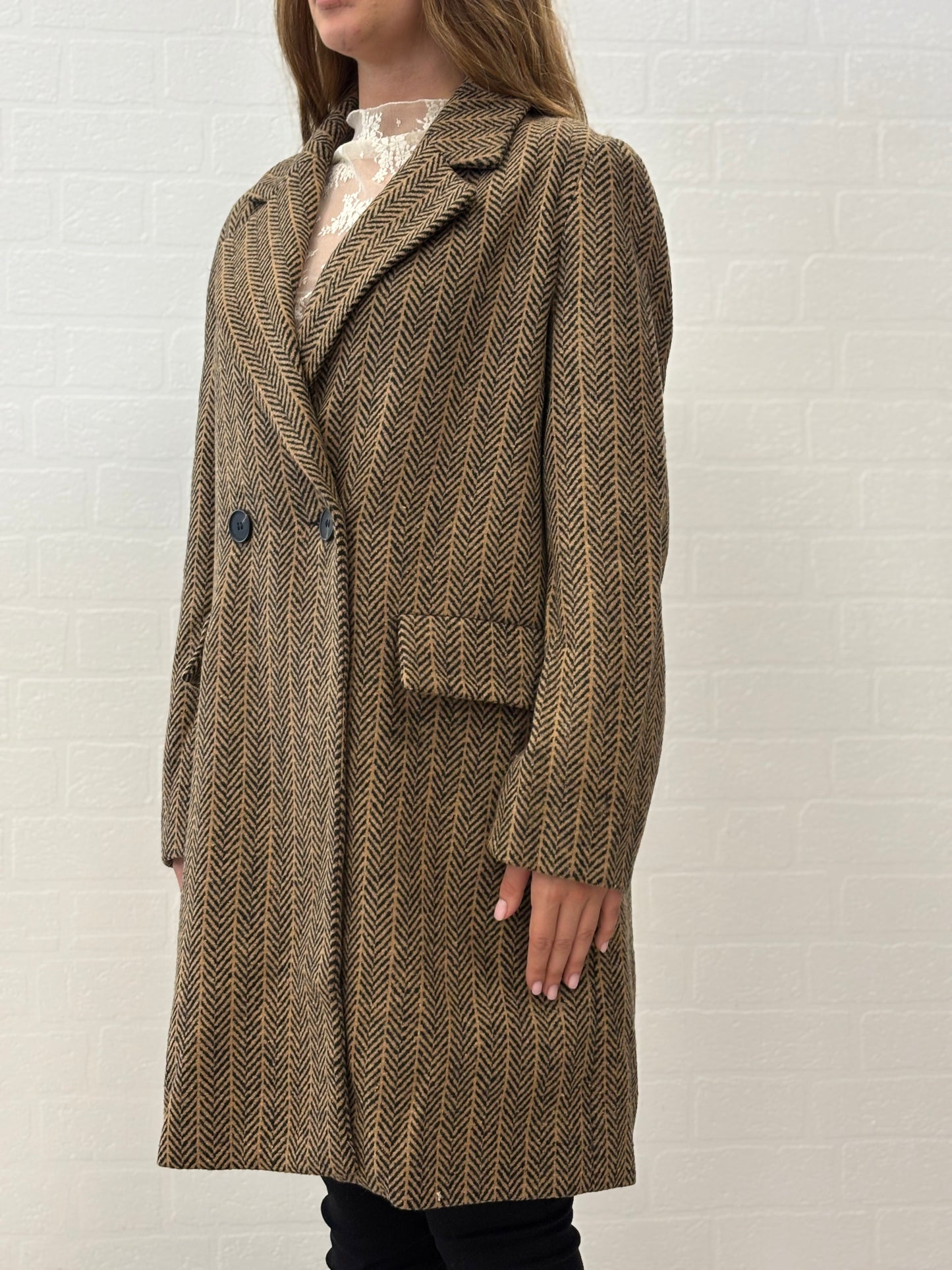 Molly Bracke Cappotto lungo spinato MARRONE/CAMMELLO