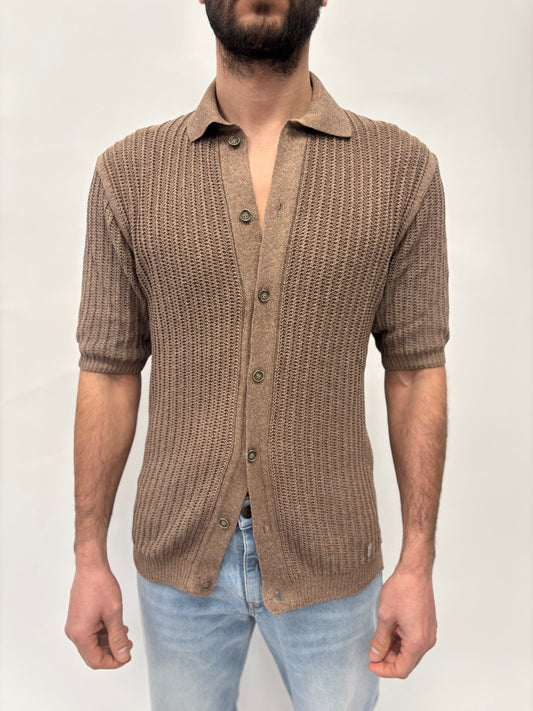 BL11 Maglia camicia con bottoni TABACCO