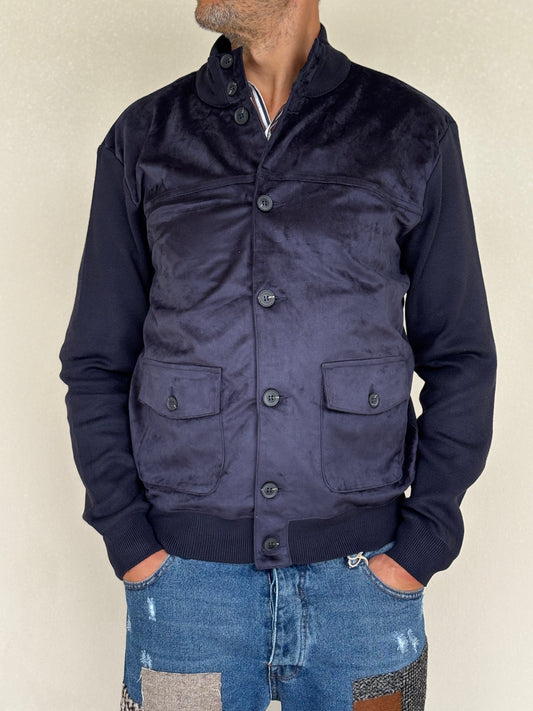 Loft88 Giaccamaglia simil dainetto davanti BLU