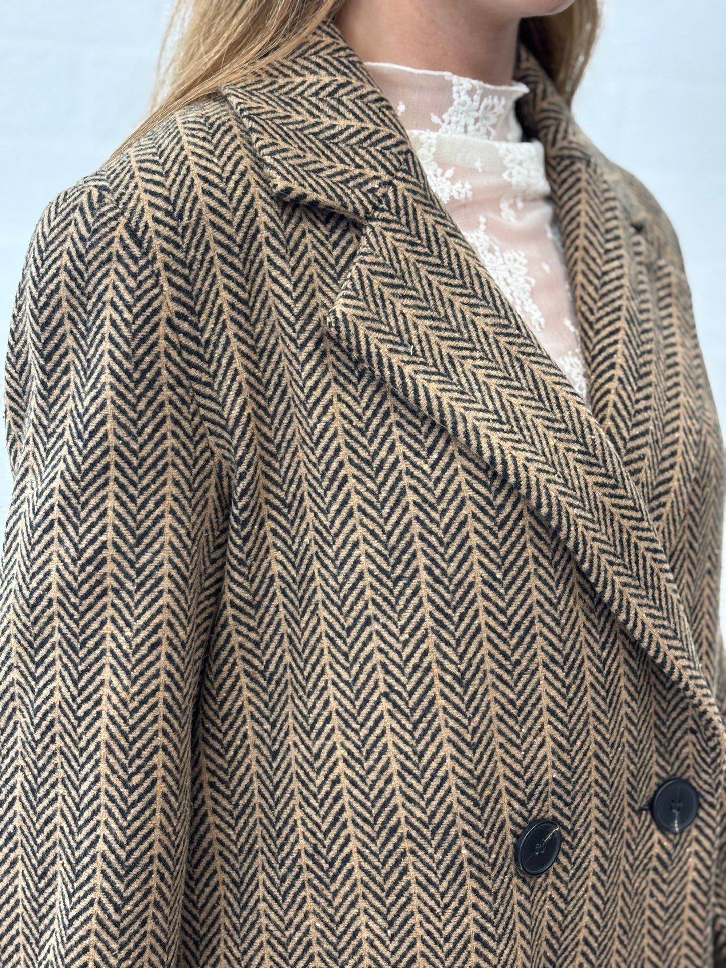 Molly Bracke Cappotto lungo spinato MARRONE/CAMMELLO