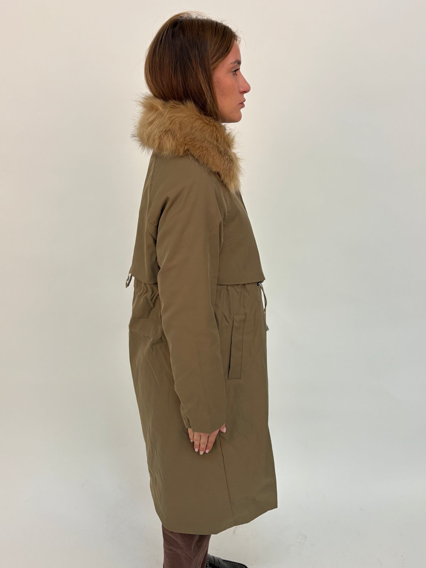 Molly Bracken Parka lungo con colletto in ecopelliccia KAKI