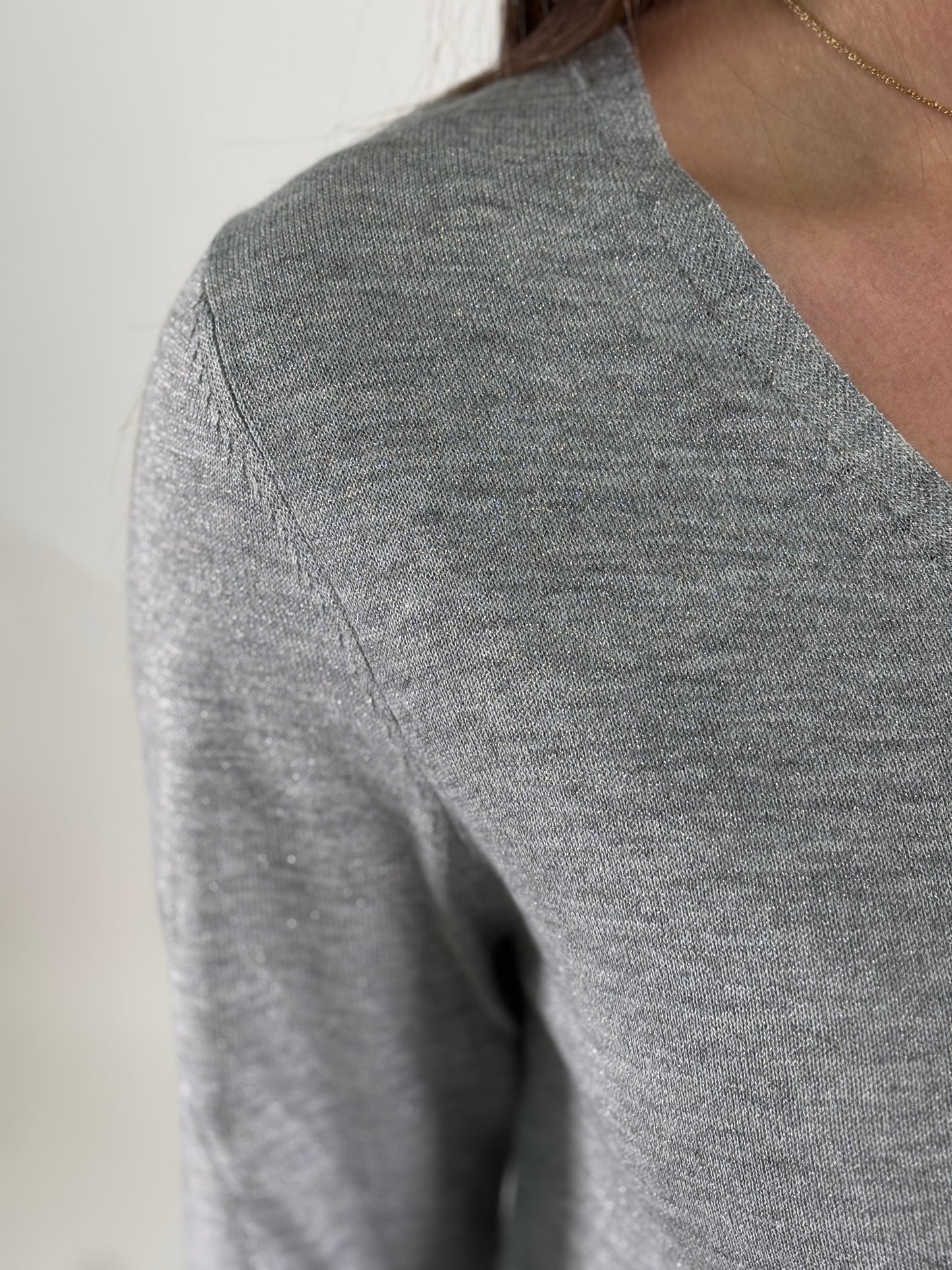 Kocca Maglia m/l collo V in lurex GRIGIO