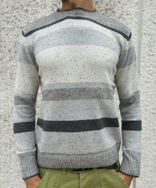 Markup Maglia girocollo a righe orizzontali puntinato filo colorato GRIGIO MELANGE