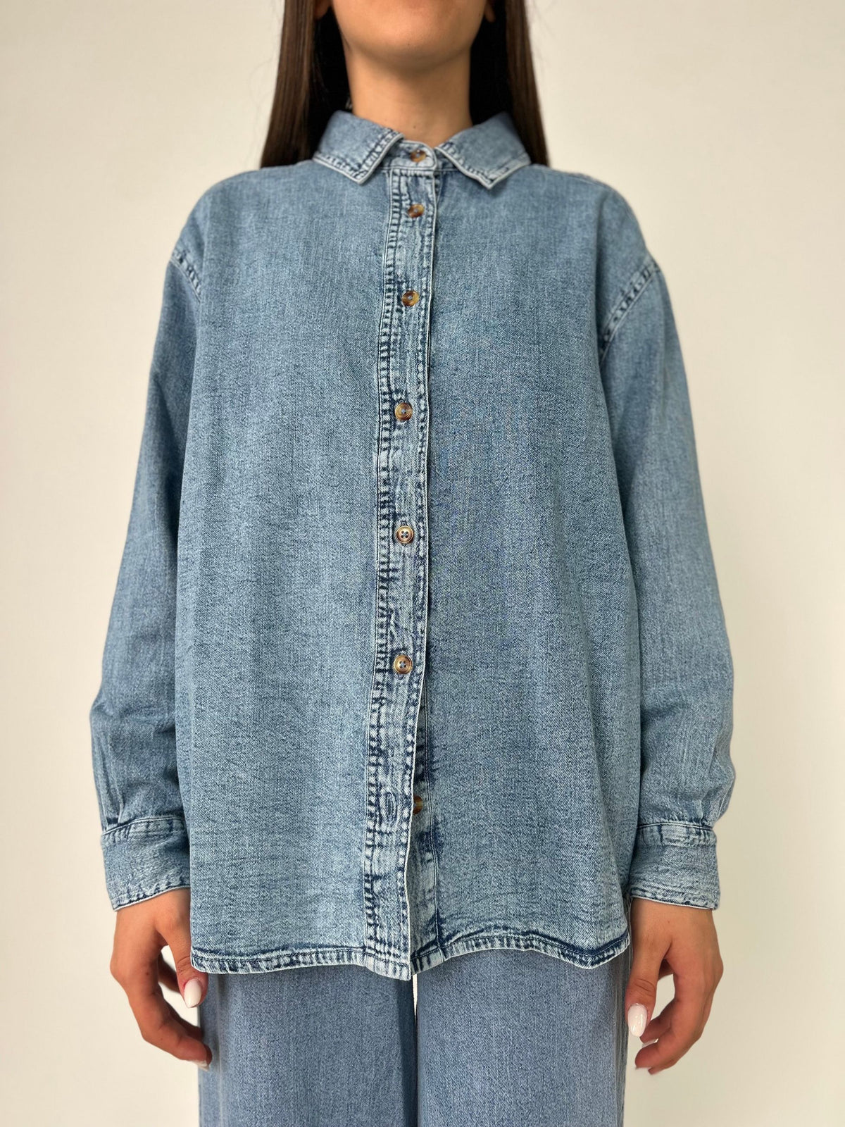 Camicia ml over in cotone jeans
