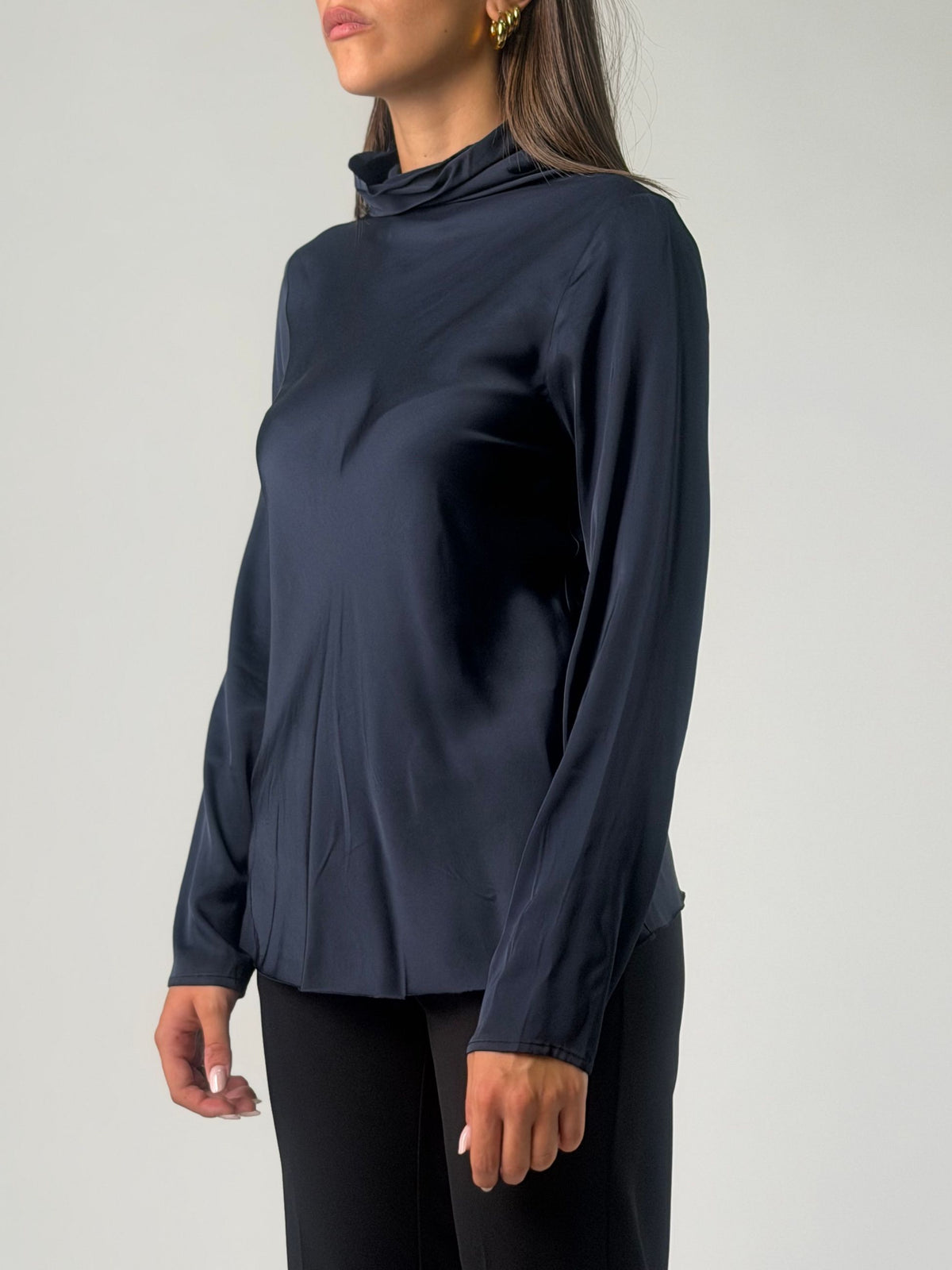 Blusa ml in viscosa con collo