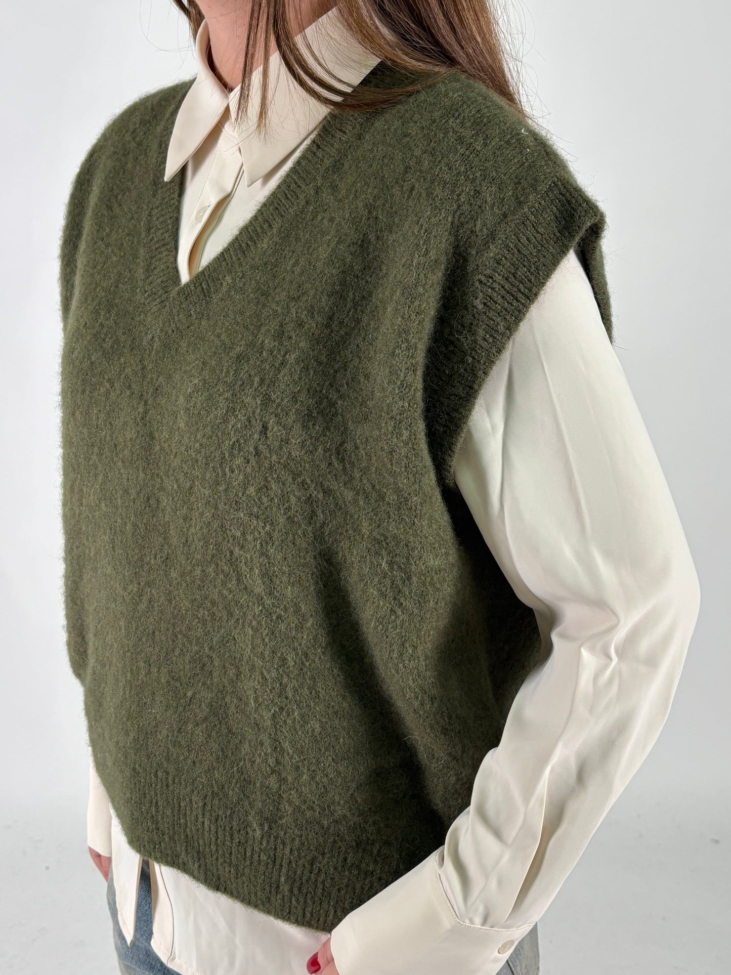 DIXIE gilet mohair MILITARE