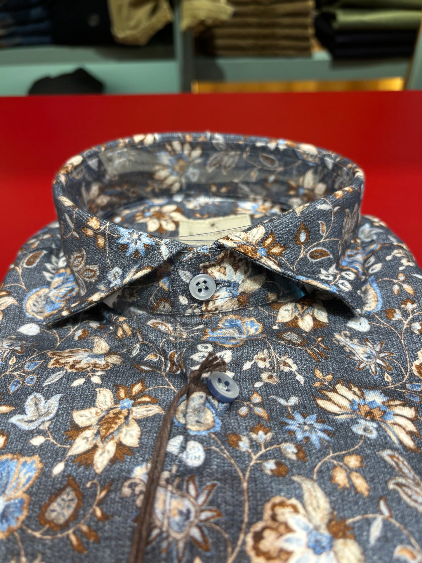 Bastoncino camicia 100% cotone fantasia floreale all over AVIO