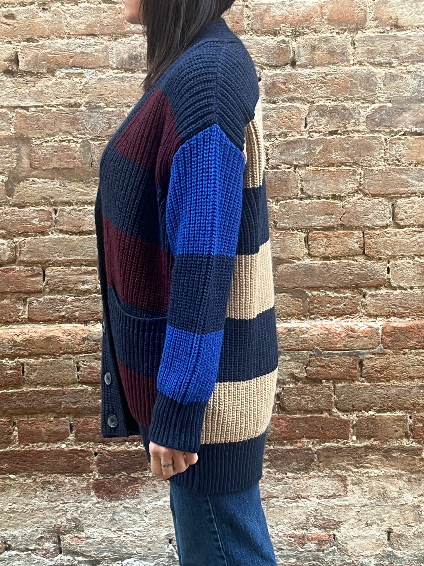 PAIISE cardigan rigato maglia inglese 0100 BLU