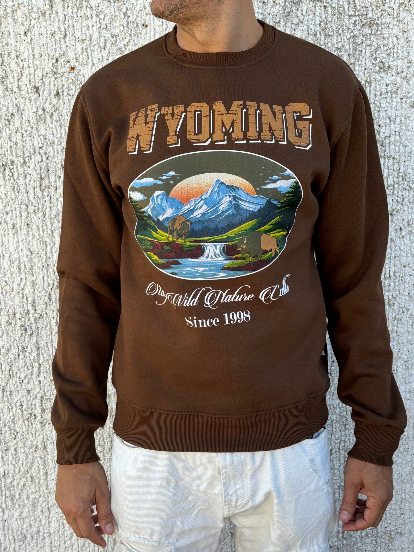 BERNA Felpa girocollo "Wyoming" CIOCCOLATO