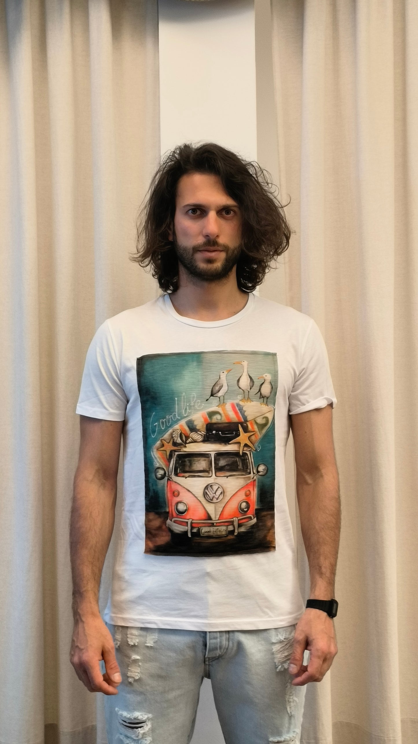 Trepuntonove t-shirt camioncino gabbiani