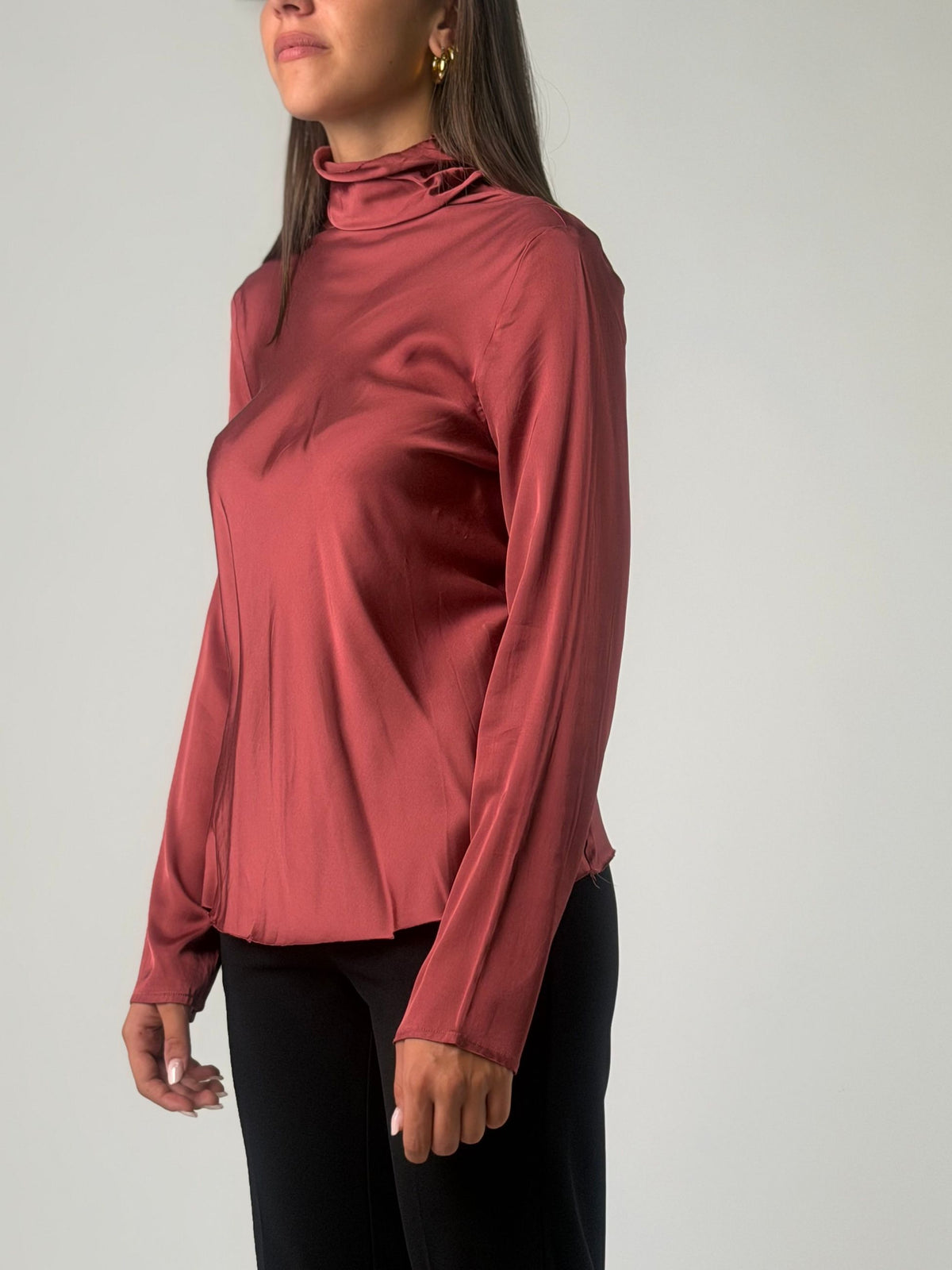 Blusa ml in viscosa con collo