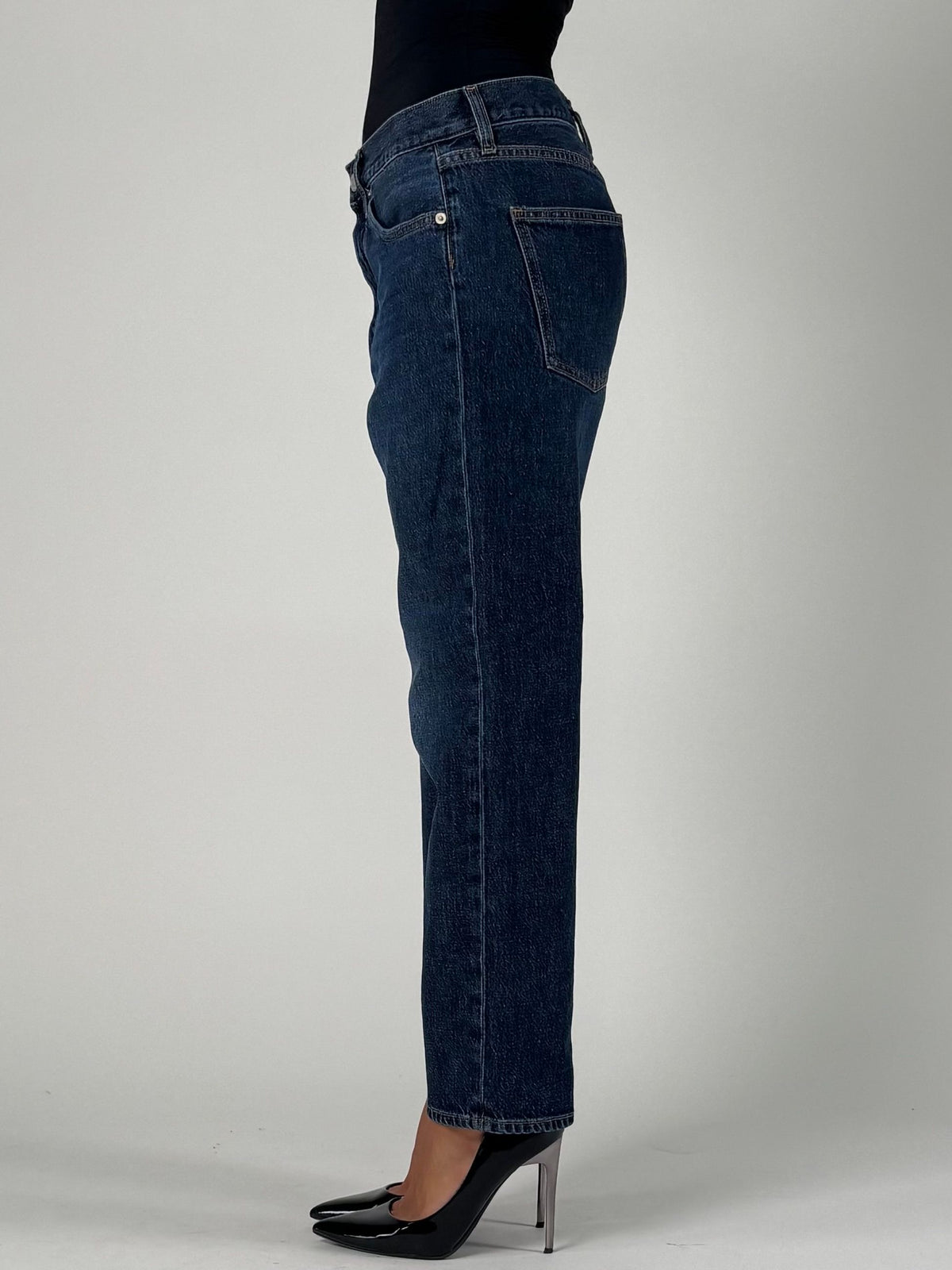 Jeans vita media cropped mom fit