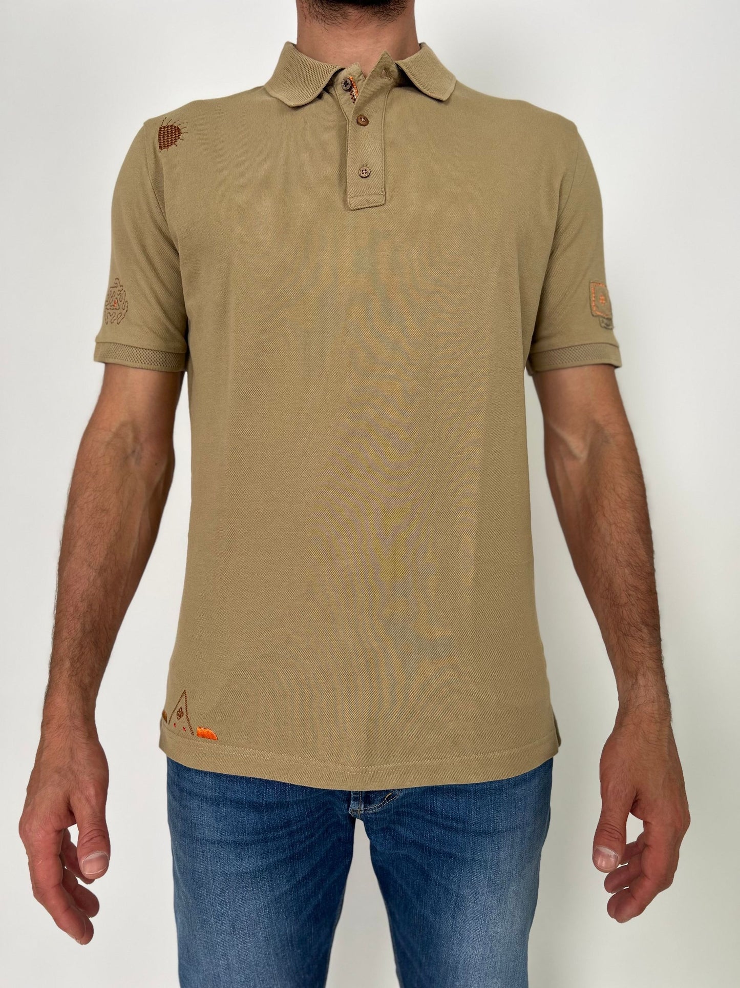 Polo mm piquet con ricami colorati