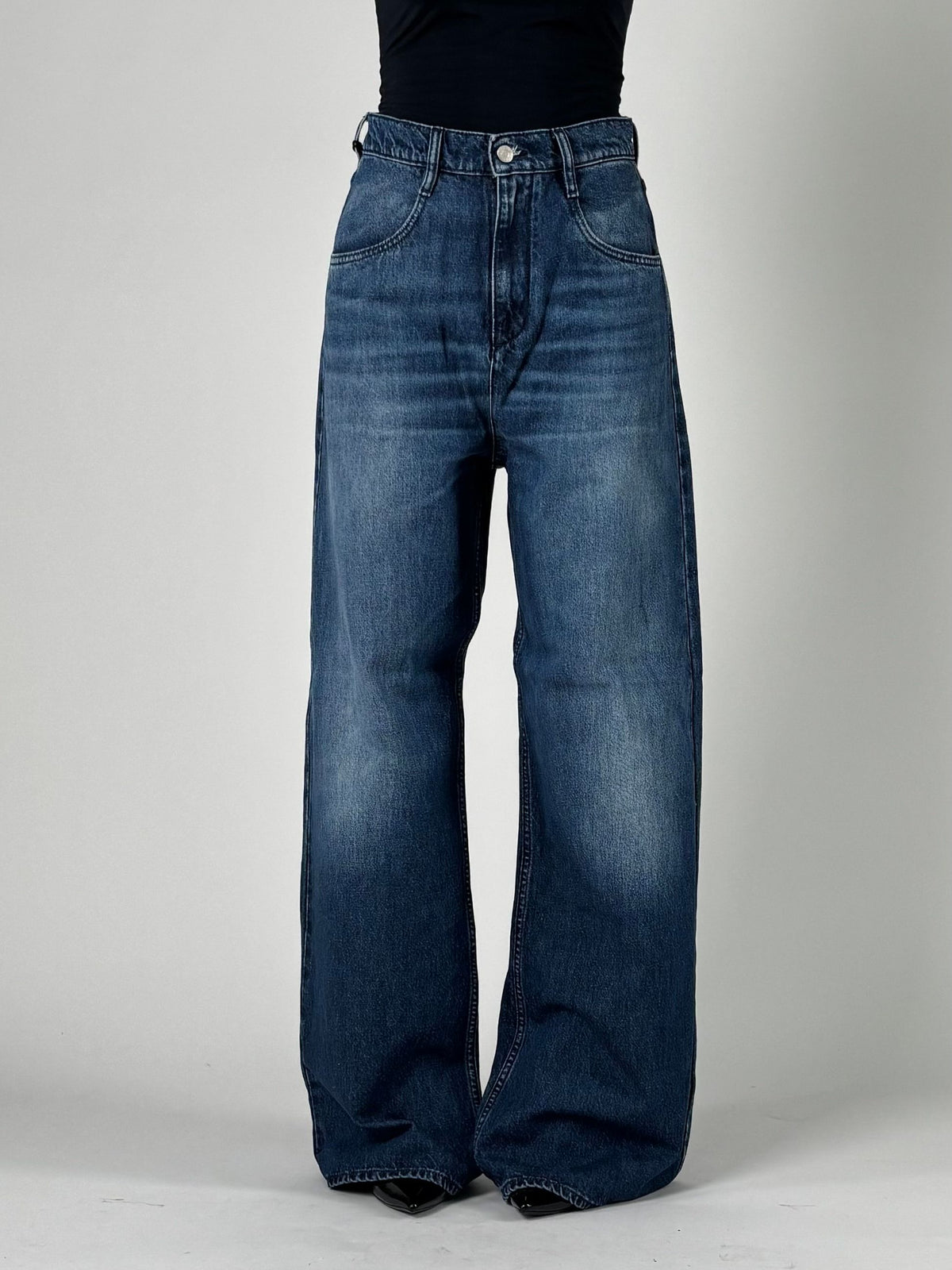 Jeans vita alta a palazzo