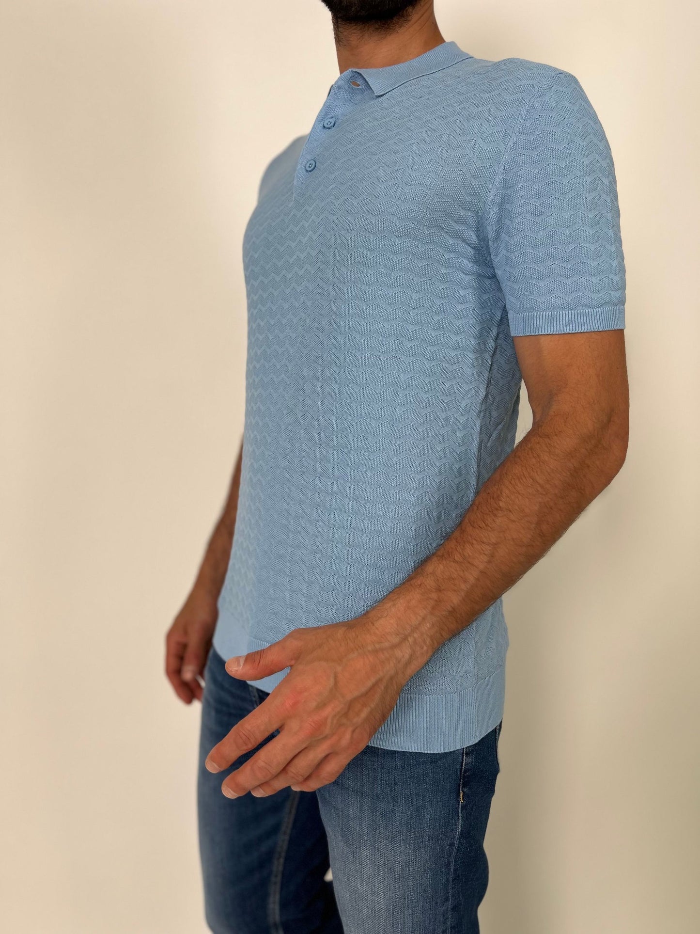 Polo mm in filo di cotone operata zig -zag