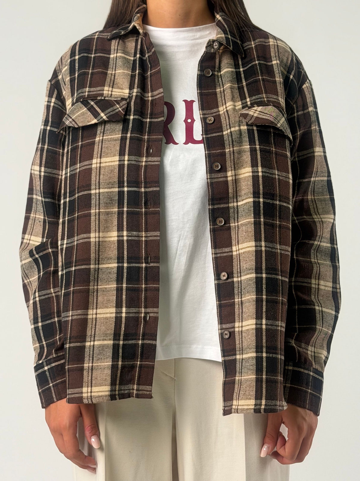Camicia ml tartan con tasche