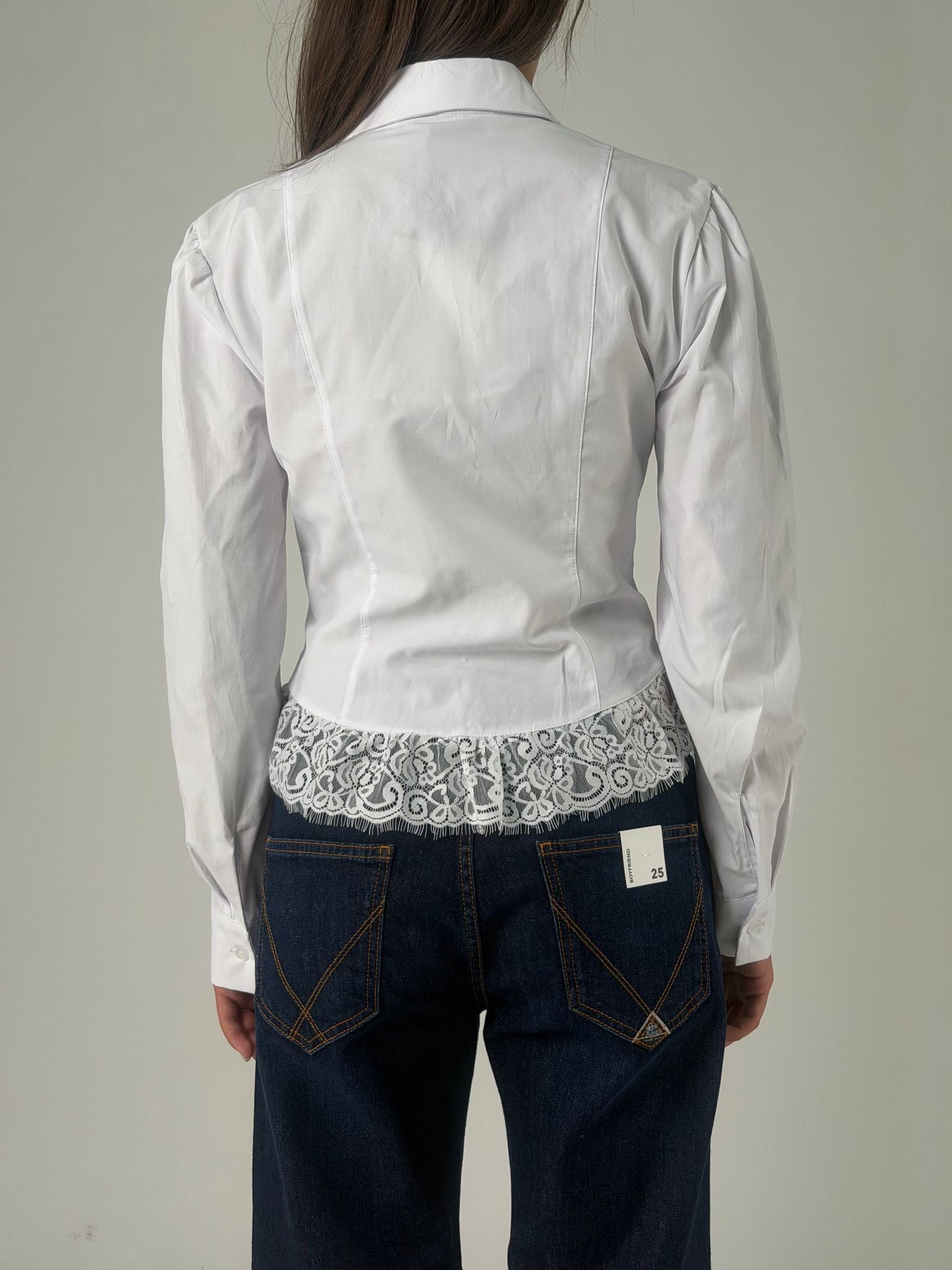 Camicia ml con pizzo in vita