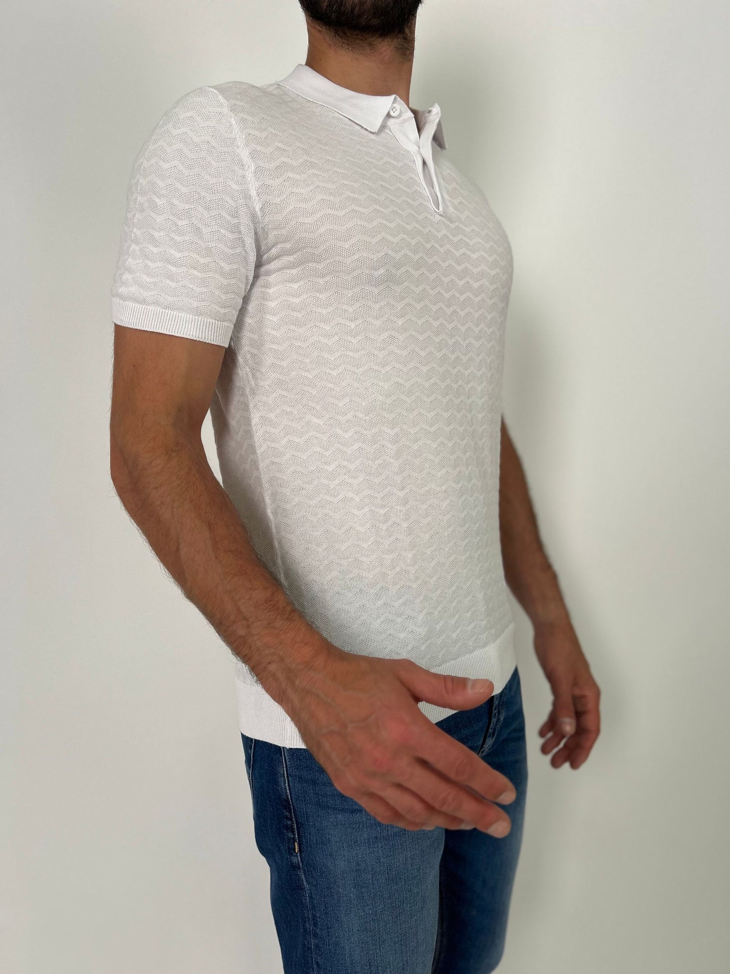 Polo mm in filo di cotone operata zig -zag