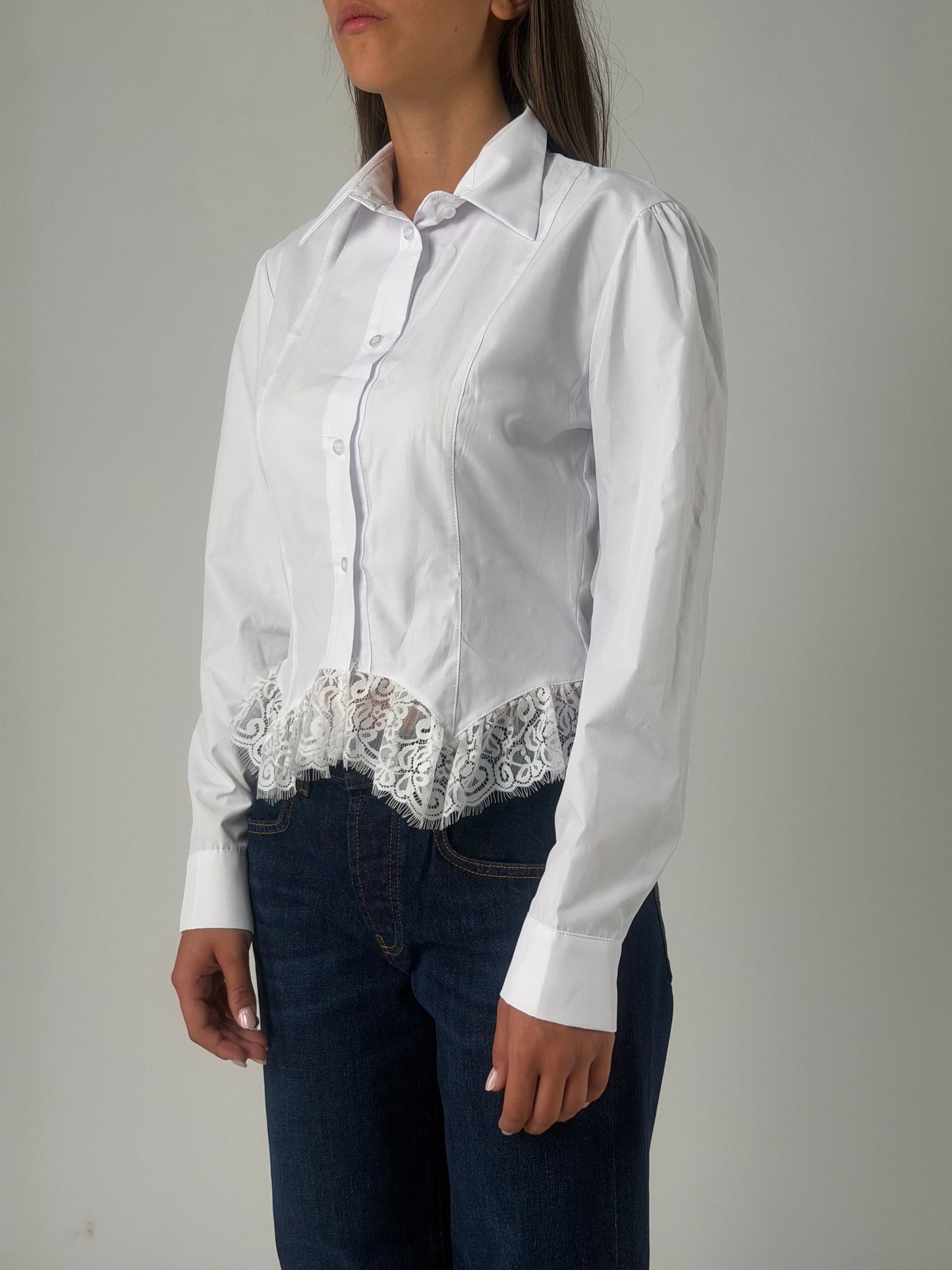 Camicia ml con pizzo in vita